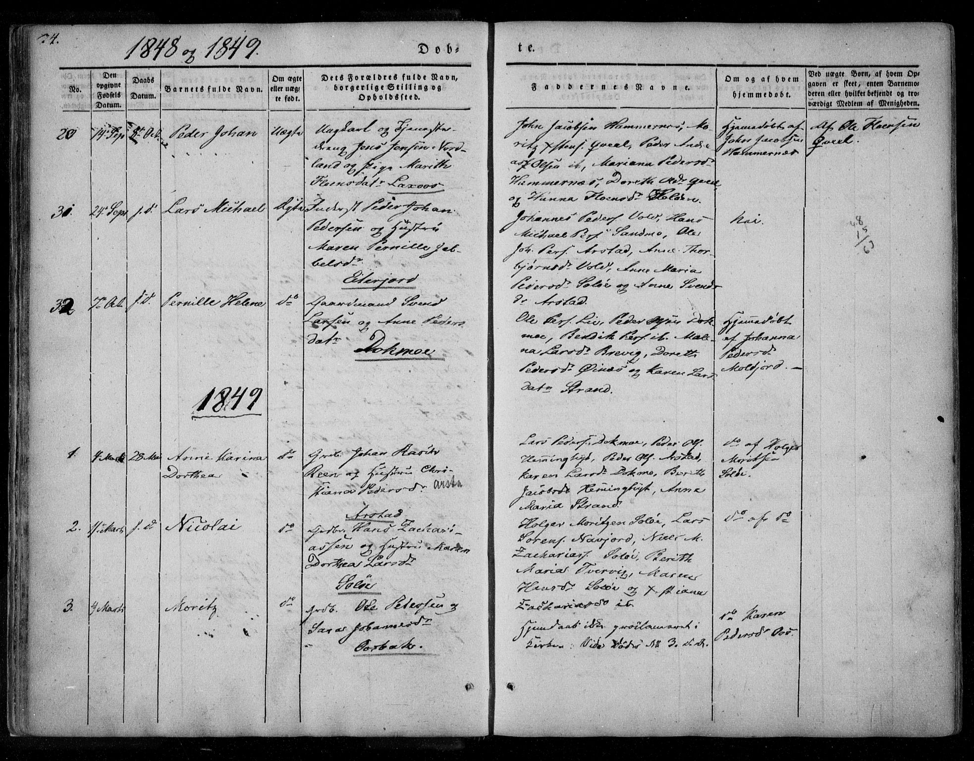 Ministerialprotokoller, klokkerbøker og fødselsregistre - Nordland, AV/SAT-A-1459/846/L0644: Parish register (official) no. 846A02, 1837-1872, p. 34