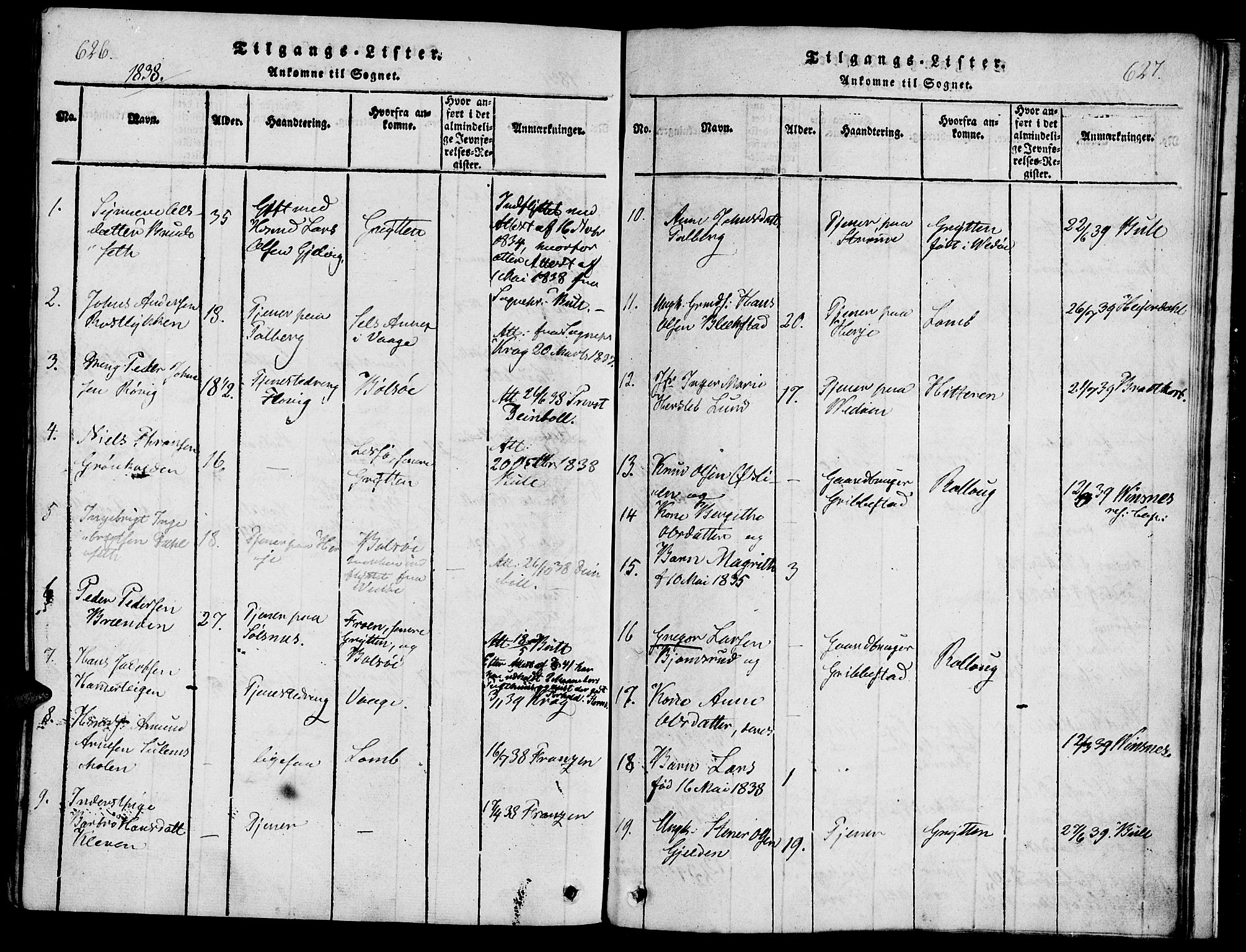 Ministerialprotokoller, klokkerbøker og fødselsregistre - Møre og Romsdal, SAT/A-1454/547/L0602: Parish register (official) no. 547A04, 1818-1845, p. 626-627