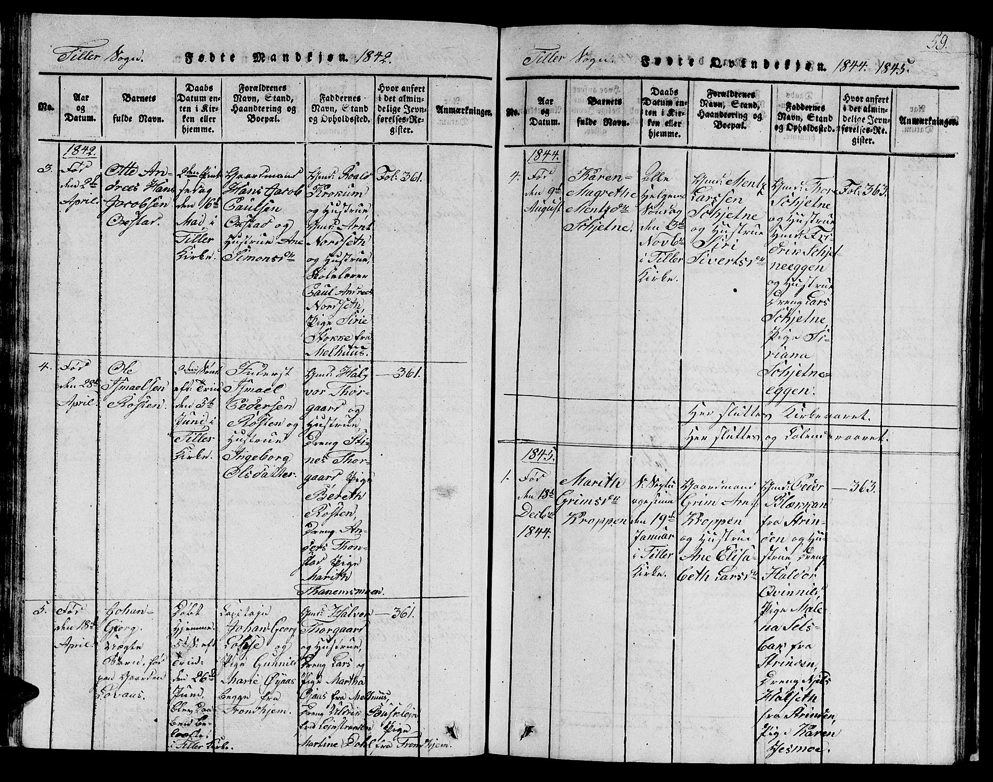 Ministerialprotokoller, klokkerbøker og fødselsregistre - Sør-Trøndelag, SAT/A-1456/621/L0458: Parish register (copy) no. 621C01, 1816-1865, p. 59