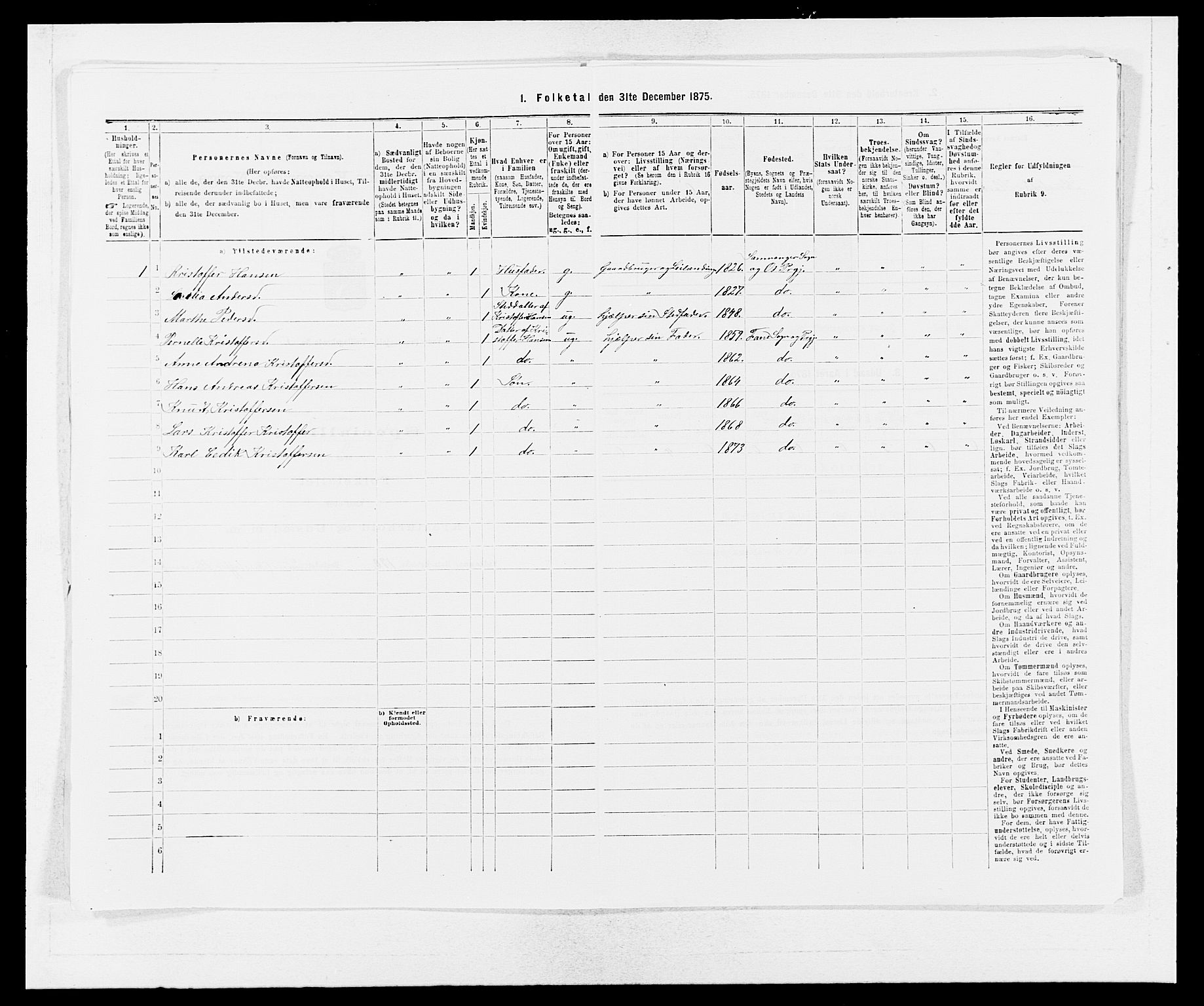 SAB, 1875 census for 1249P Fana, 1875, p. 575