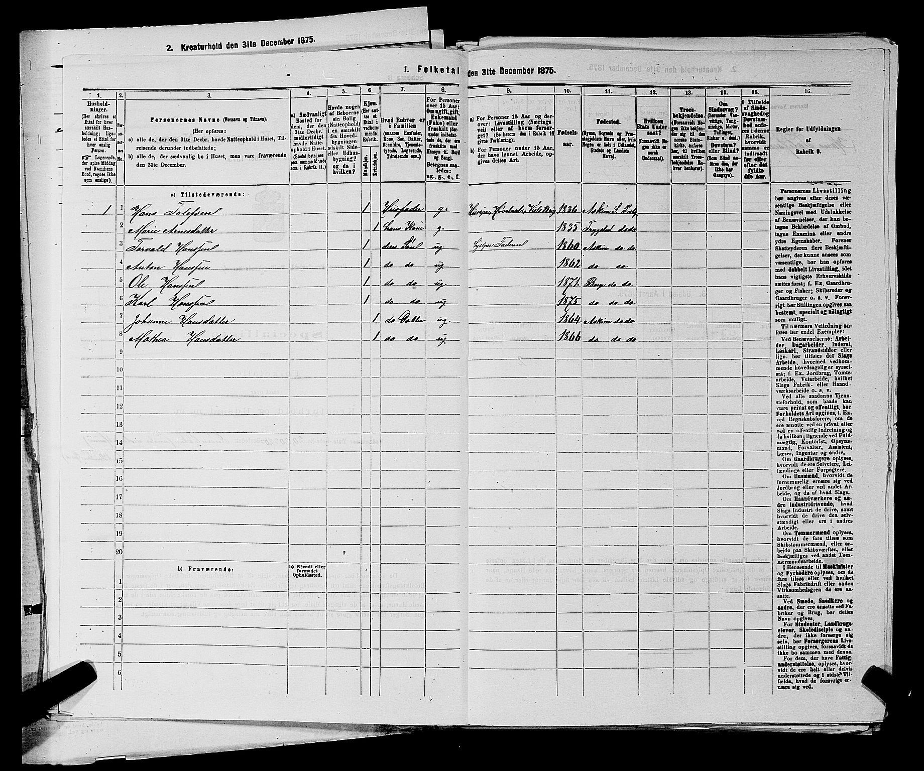 RA, 1875 census for 0113P Borge, 1875, p. 541