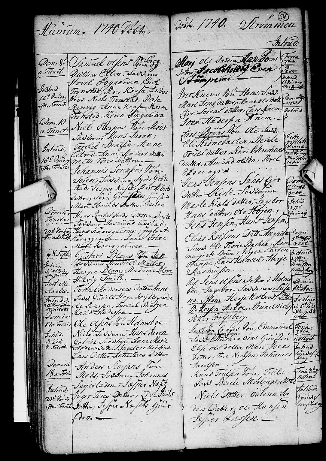 Hurum kirkebøker, SAKO/A-229/F/Fa/L0002: Parish register (official) no. 2, 1733-1757, p. 54