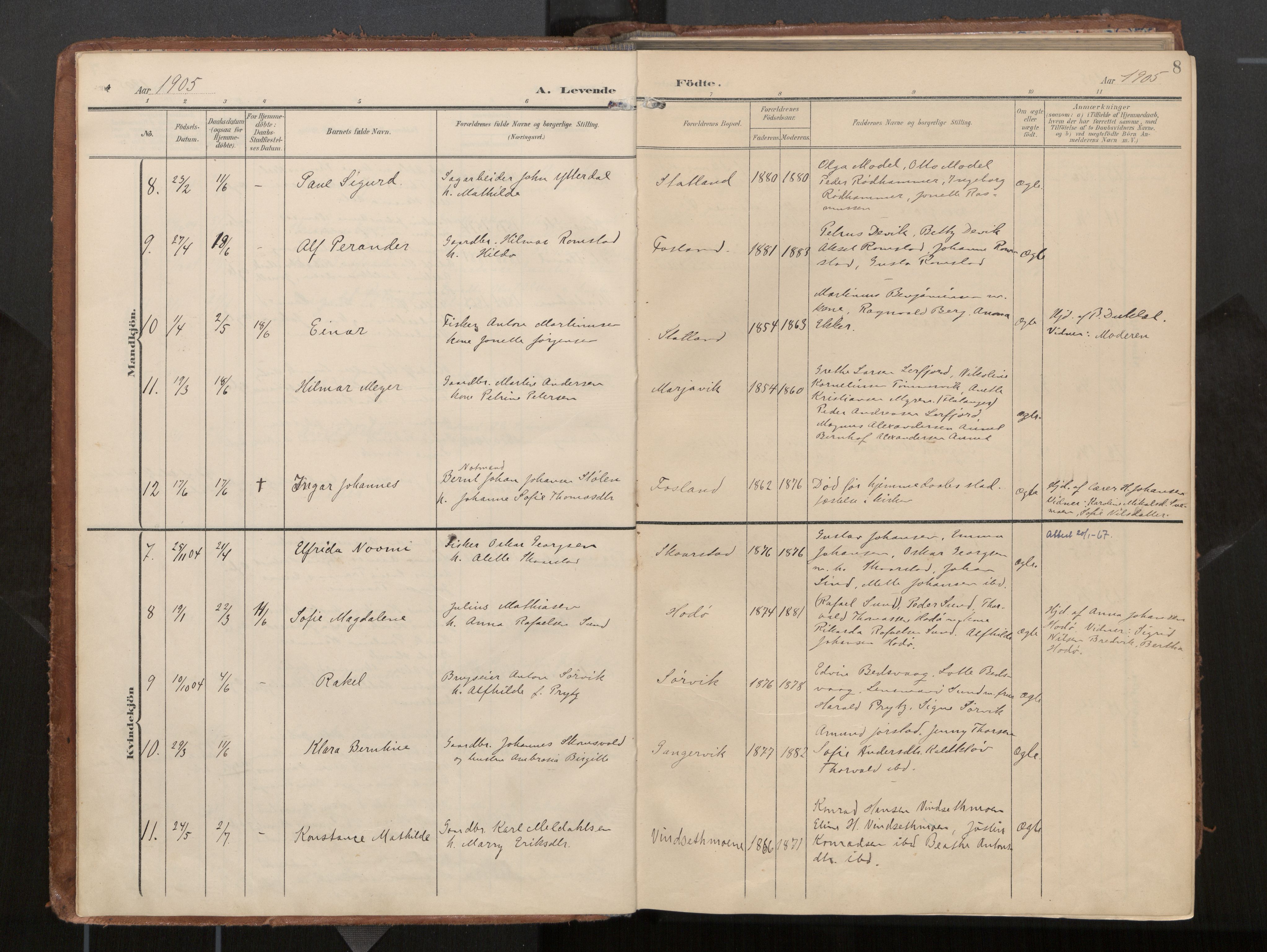 Ministerialprotokoller, klokkerbøker og fødselsregistre - Nord-Trøndelag, AV/SAT-A-1458/774/L0629: Parish register (official), 1904-1926, p. 8