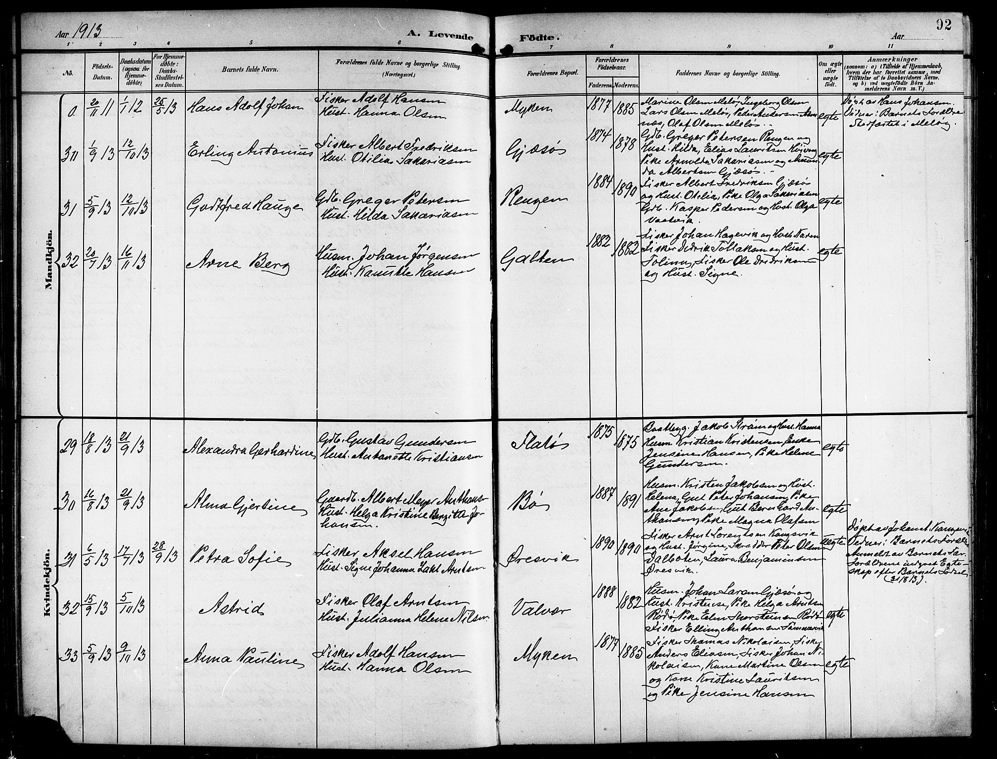 Ministerialprotokoller, klokkerbøker og fødselsregistre - Nordland, AV/SAT-A-1459/841/L0621: Parish register (copy) no. 841C05, 1897-1923, p. 92