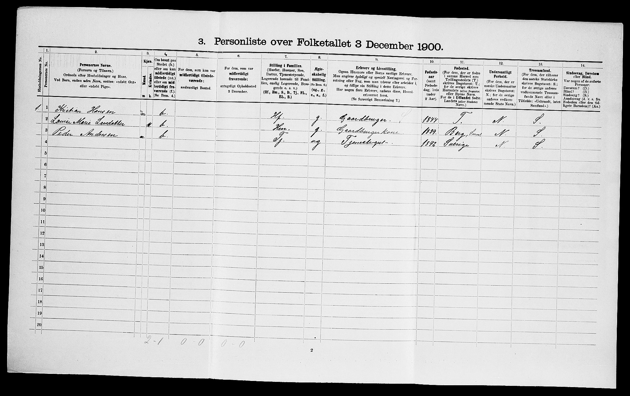 SAO, 1900 census for Skjeberg, 1900, p. 988