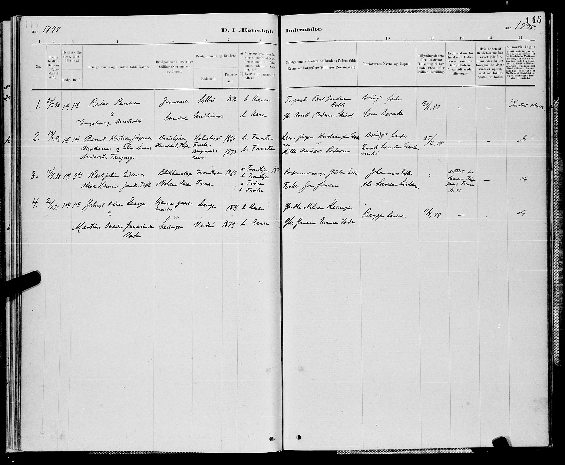 Ministerialprotokoller, klokkerbøker og fødselsregistre - Nord-Trøndelag, SAT/A-1458/714/L0134: Parish register (copy) no. 714C03, 1878-1898, p. 145