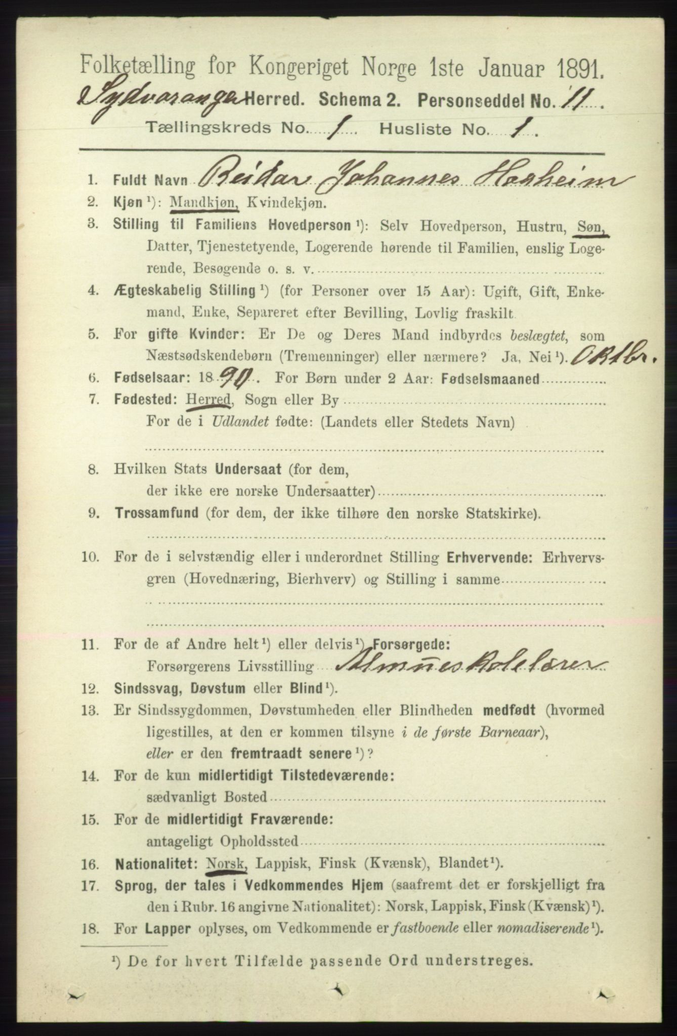 RA, 1891 census for 2030 Sør-Varanger, 1891, p. 72