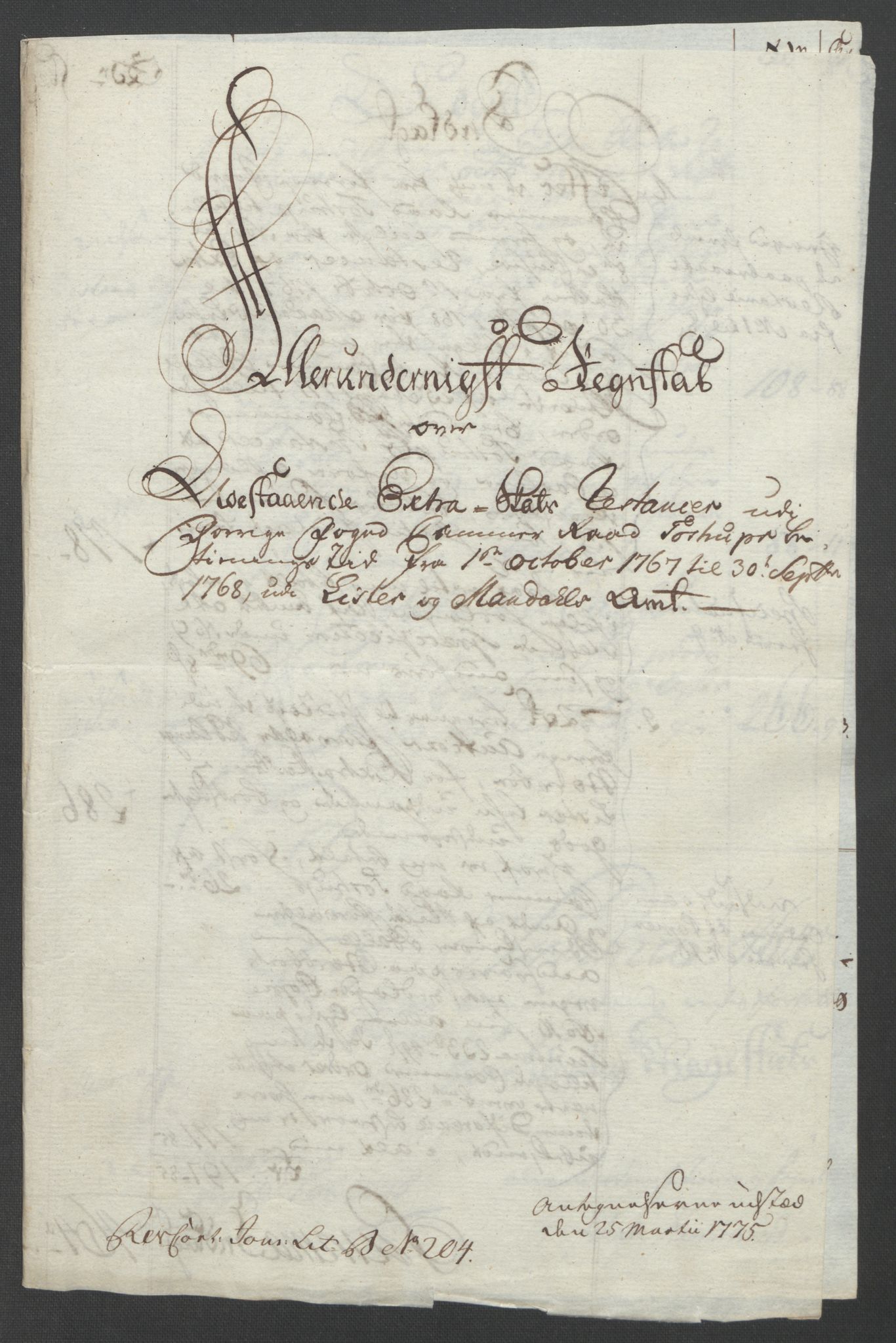 Rentekammeret inntil 1814, Reviderte regnskaper, Fogderegnskap, RA/EA-4092/R45/L2704: Ekstraskatten Lista og Mandal, 1762-1768, p. 410