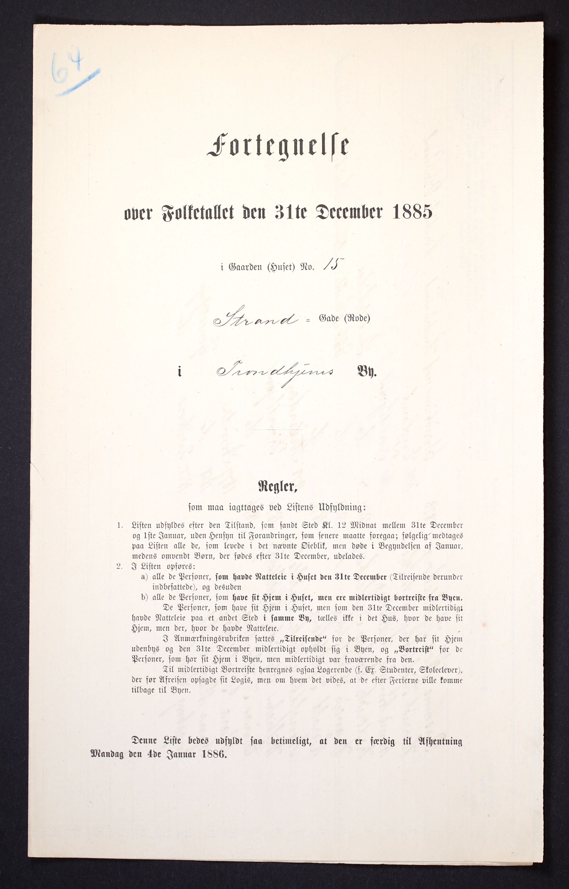 SAT, 1885 census for 1601 Trondheim, 1885, p. 719