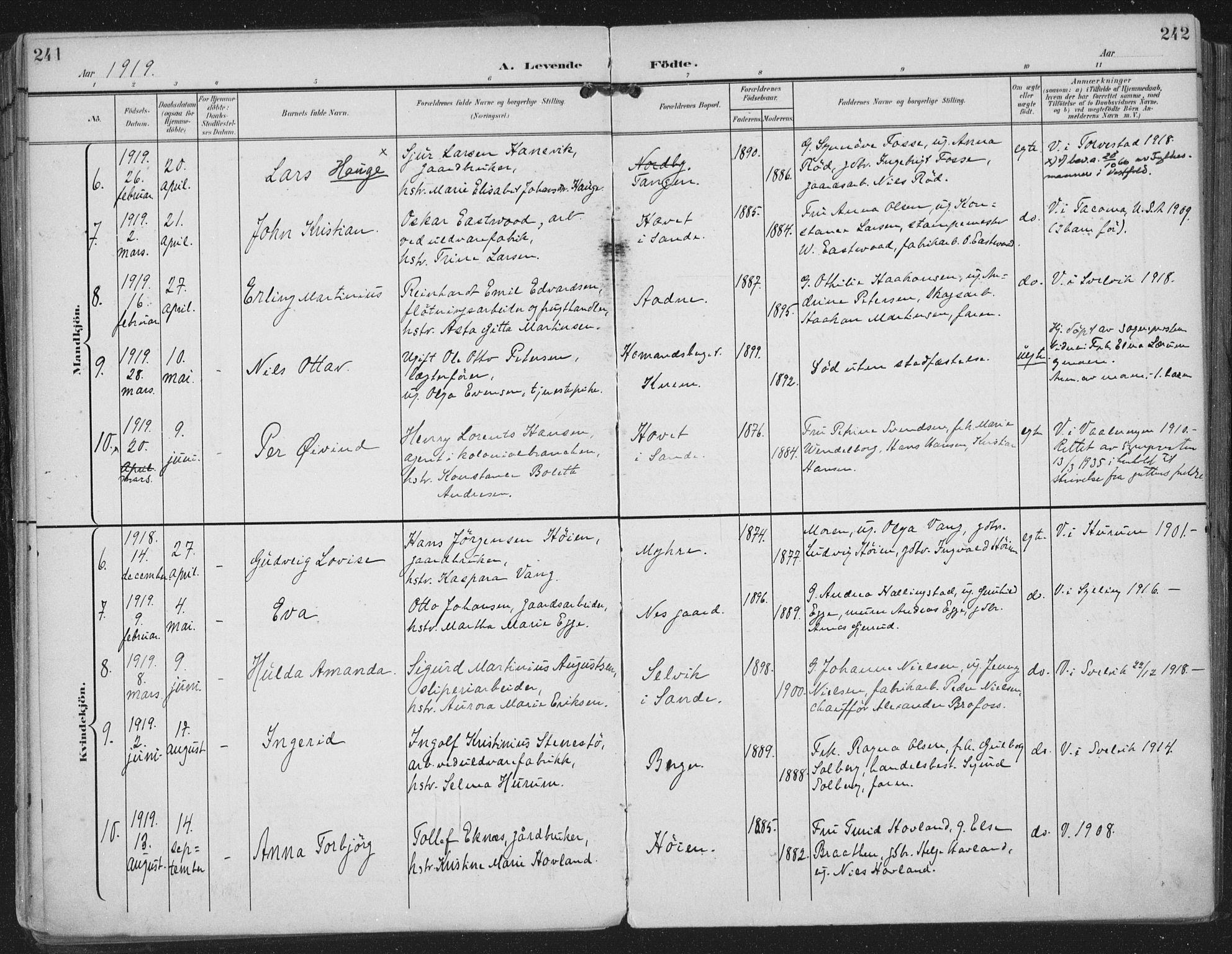 Strømm kirkebøker, AV/SAKO-A-322/F/Fa/L0005: Parish register (official) no. I 5, 1898-1919, p. 241-242