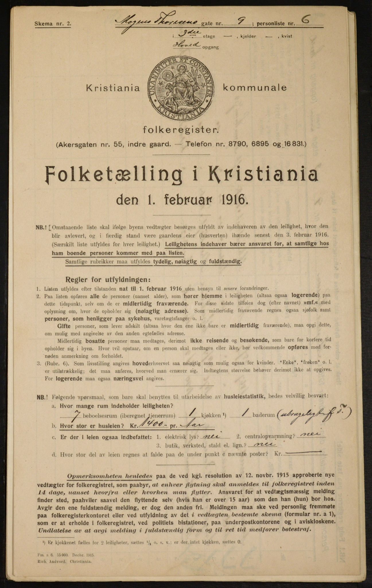 OBA, Municipal Census 1916 for Kristiania, 1916, p. 67259