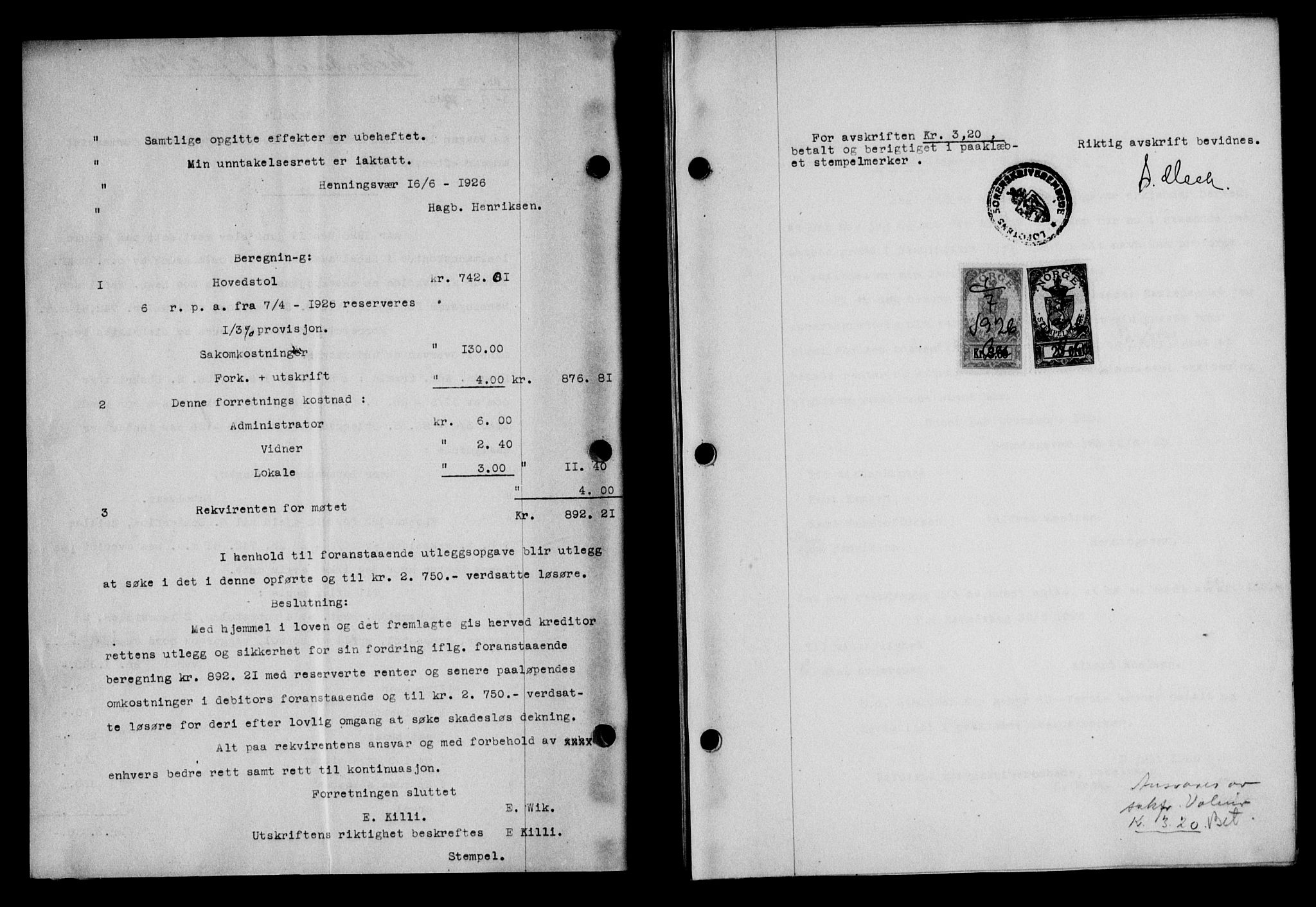 Lofoten sorenskriveri, SAT/A-0017/1/2/2C/L0014b: Mortgage book no. 14b, 1926-1926, Deed date: 01.07.1926