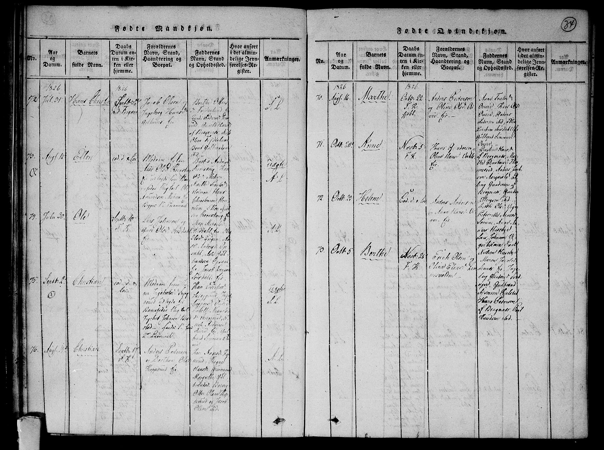 Lier kirkebøker, AV/SAKO-A-230/F/Fa/L0009: Parish register (official) no. I 9, 1824-1827, p. 34