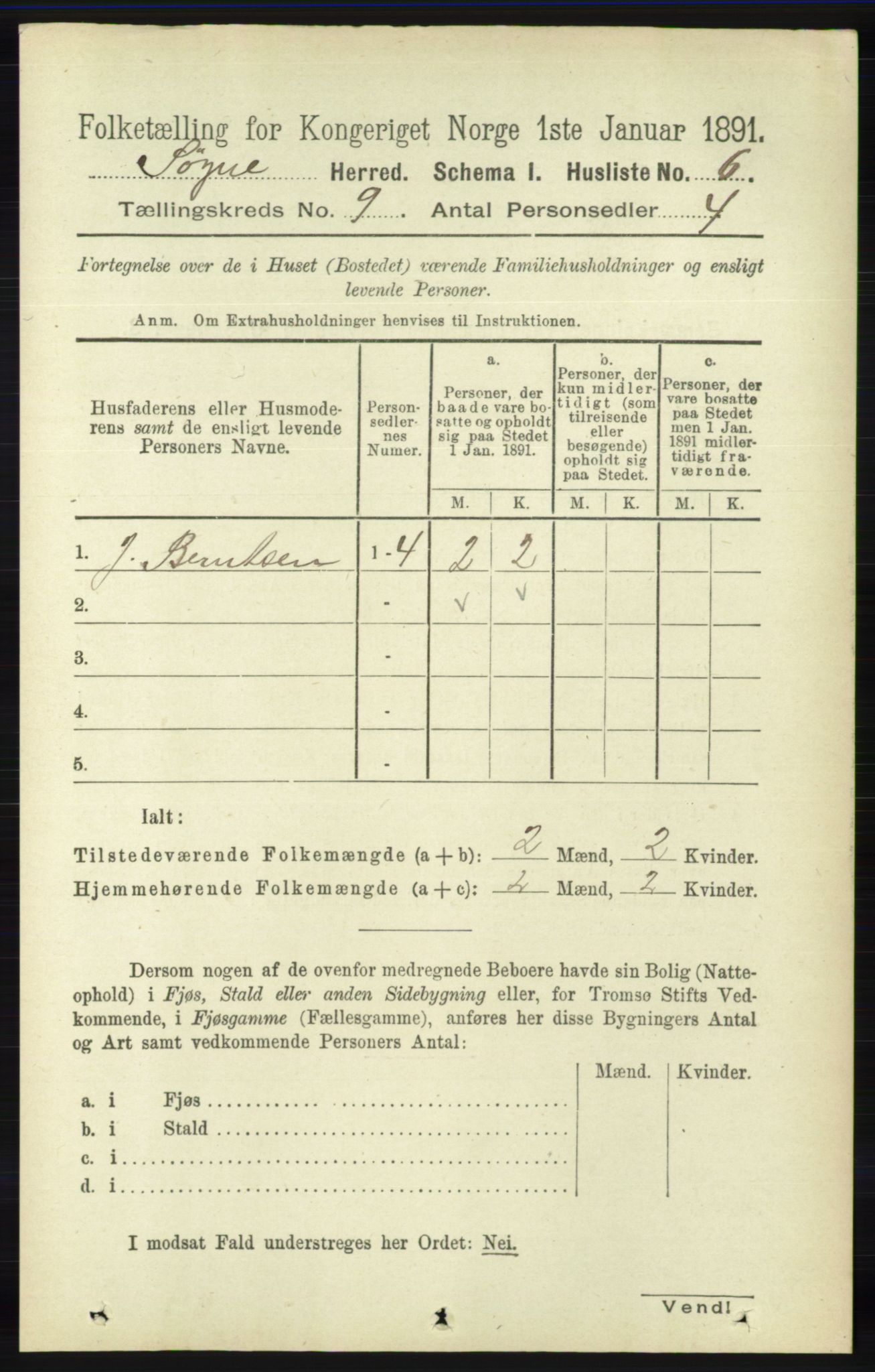 RA, 1891 census for 1018 Søgne, 1891, p. 2498