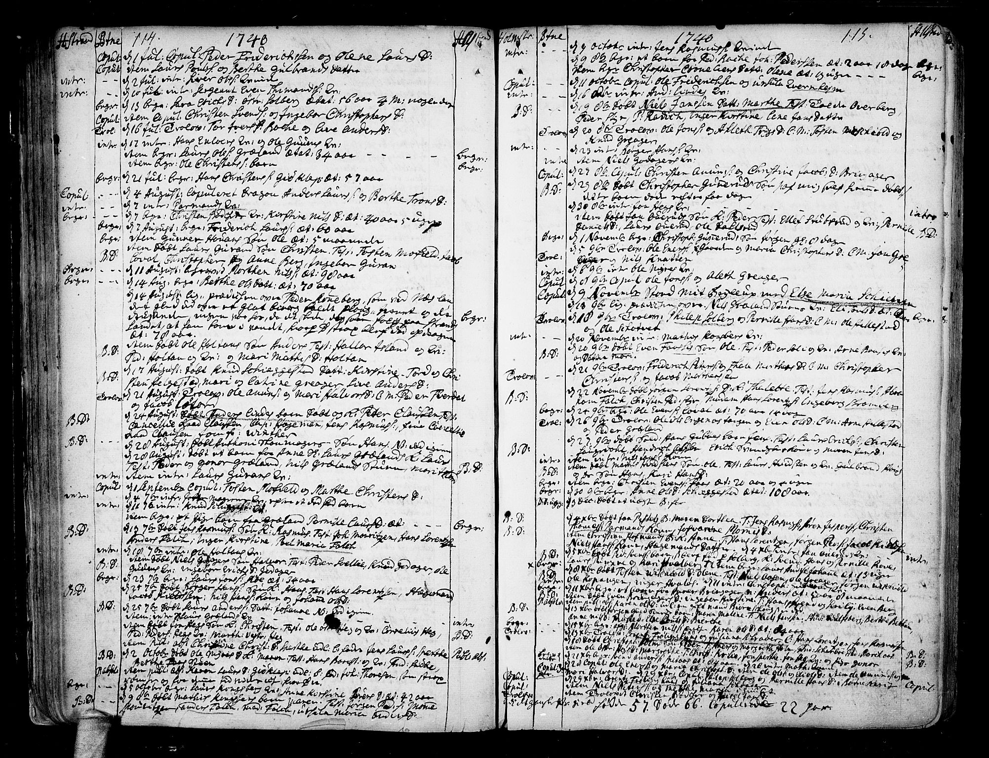 Botne kirkebøker, AV/SAKO-A-340/F/Fa/L0001a: Parish register (official) no. I 1A, 1707-1778, p. 114-115