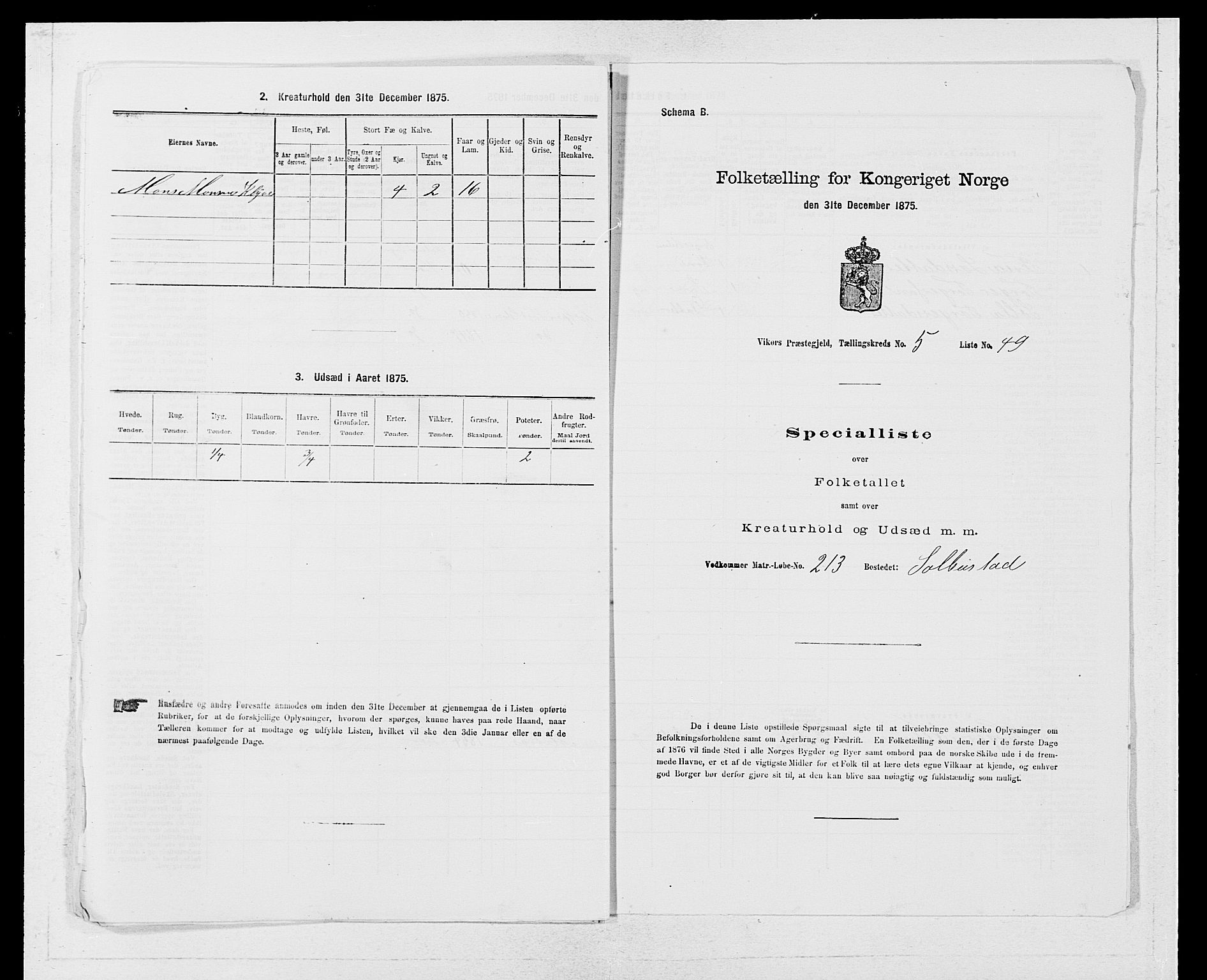 SAB, 1875 census for 1238P Vikør, 1875, p. 772