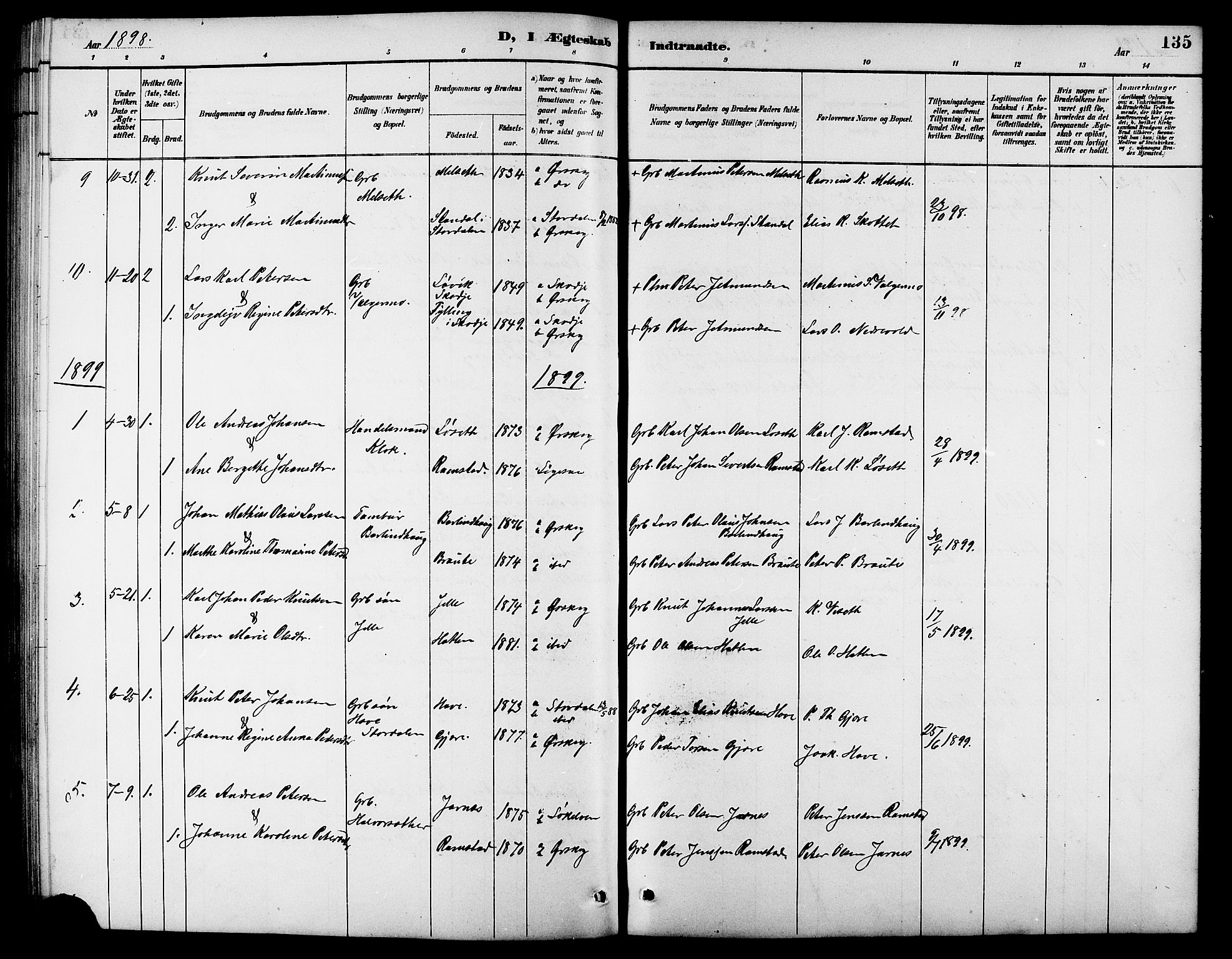 Ministerialprotokoller, klokkerbøker og fødselsregistre - Møre og Romsdal, AV/SAT-A-1454/522/L0327: Parish register (copy) no. 522C06, 1890-1915, p. 135