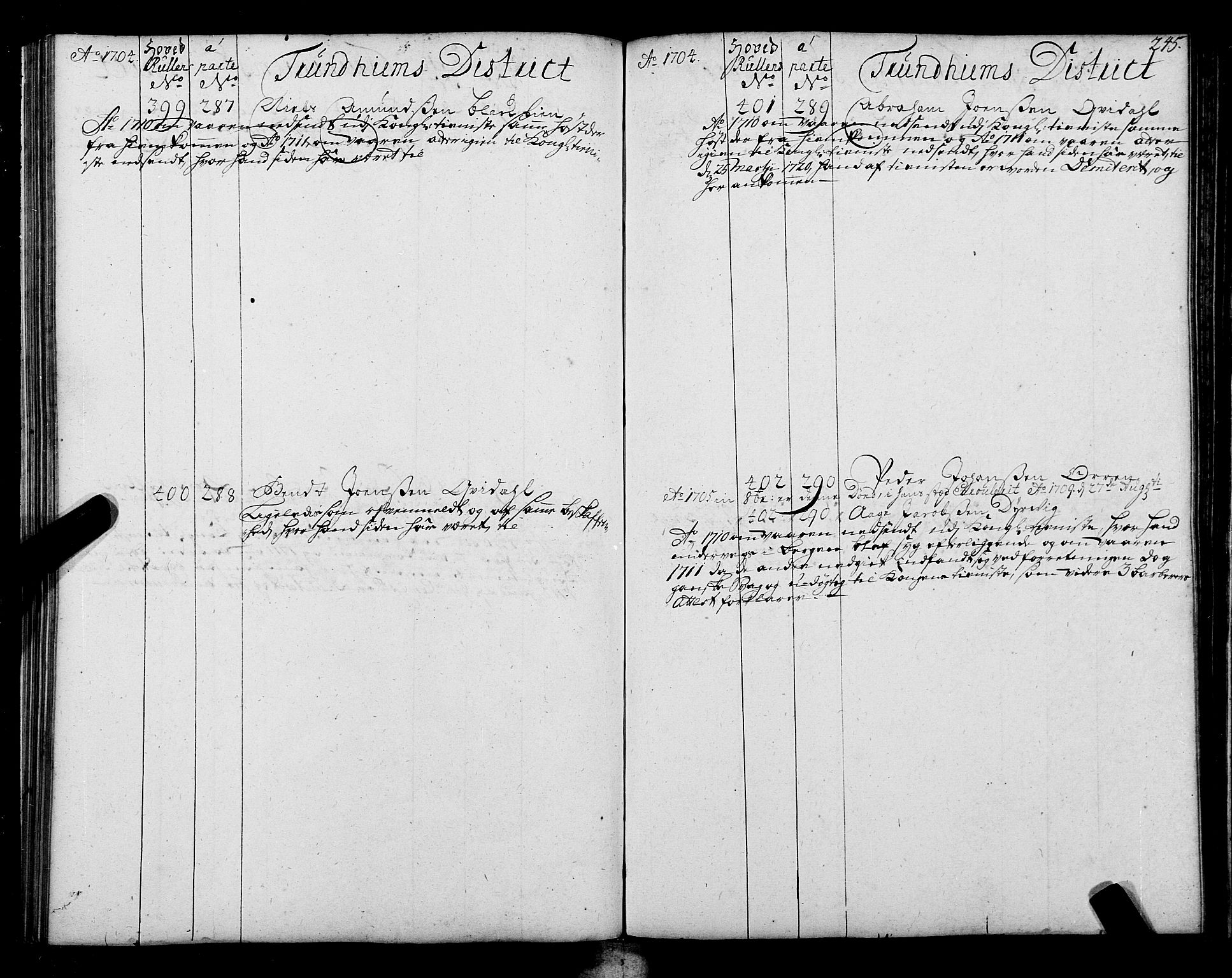 Sjøinnrulleringen - Trondhjemske distrikt, AV/SAT-A-5121/01/L0004: Ruller over sjøfolk i Trondhjem by, 1704-1710, p. 245