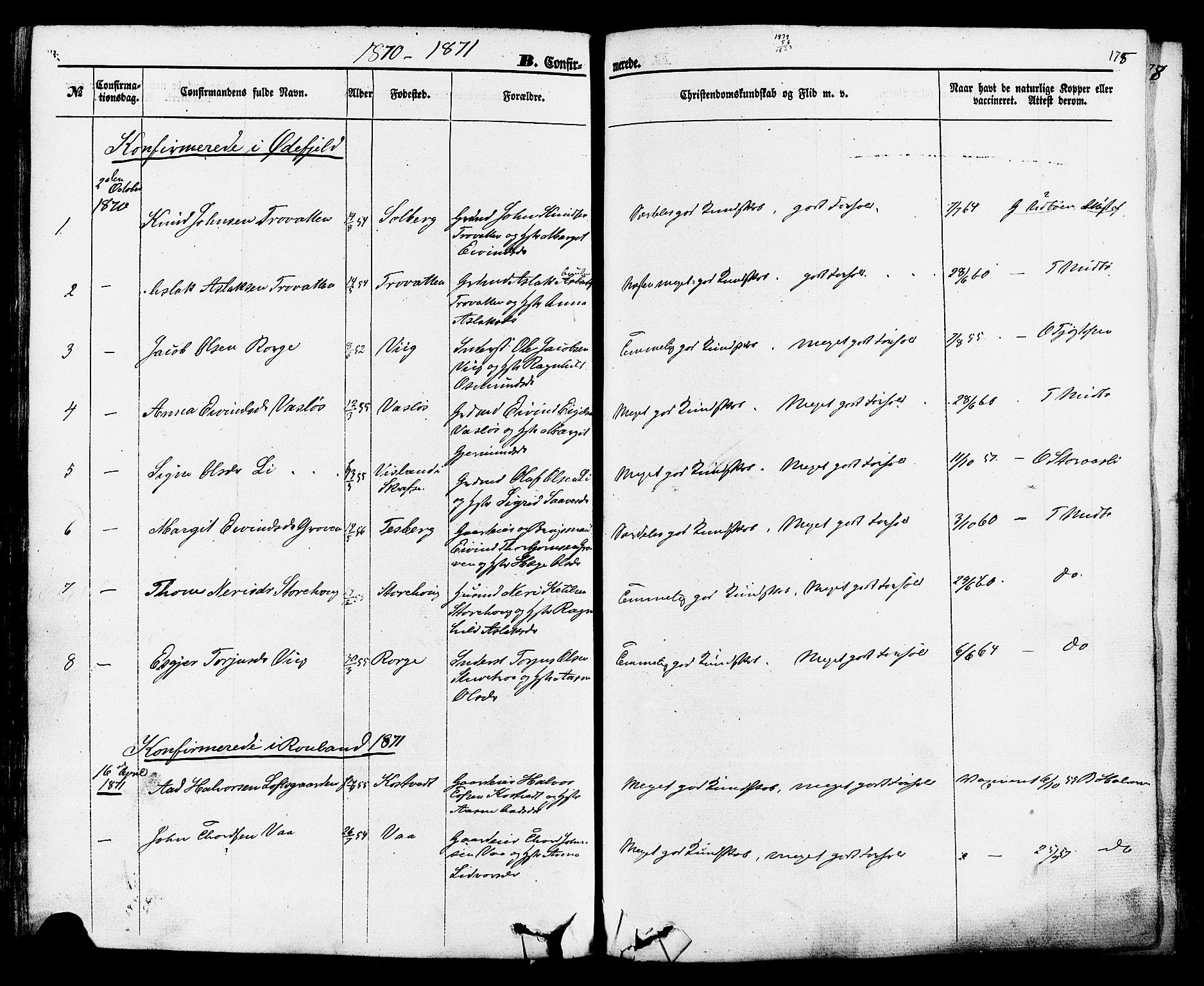 Rauland kirkebøker, SAKO/A-292/F/Fa/L0003: Parish register (official) no. 3, 1859-1886, p. 175
