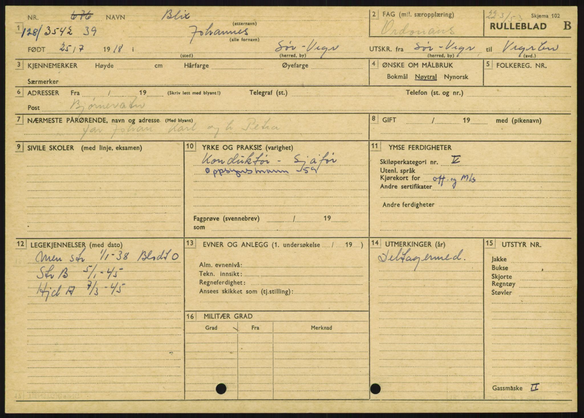 Forsvaret, Varanger bataljon, AV/RA-RAFA-2258/1/D/L0446: Rulleblad for menige født 1917-1919, 1917-1919, p. 322