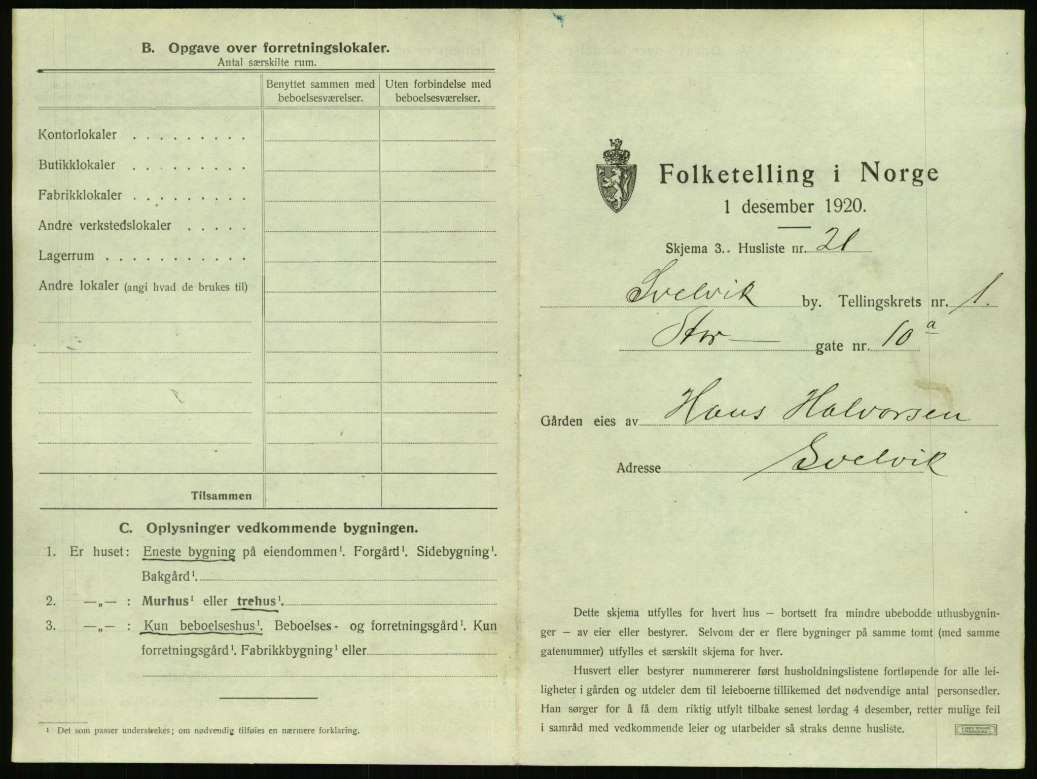 SAKO, 1920 census for Svelvik, 1920, p. 57