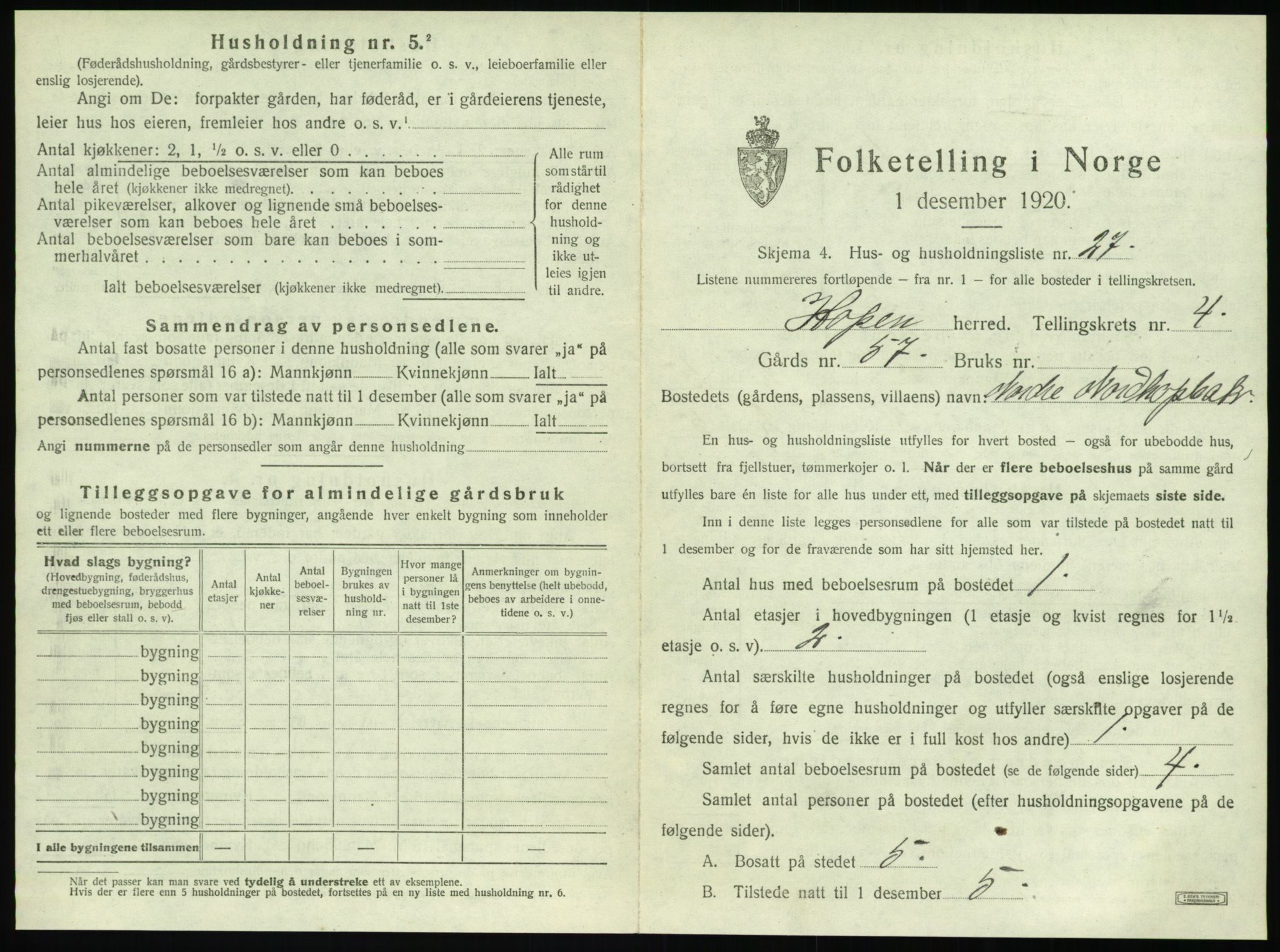 SAT, 1920 census for Hopen, 1920, p. 348