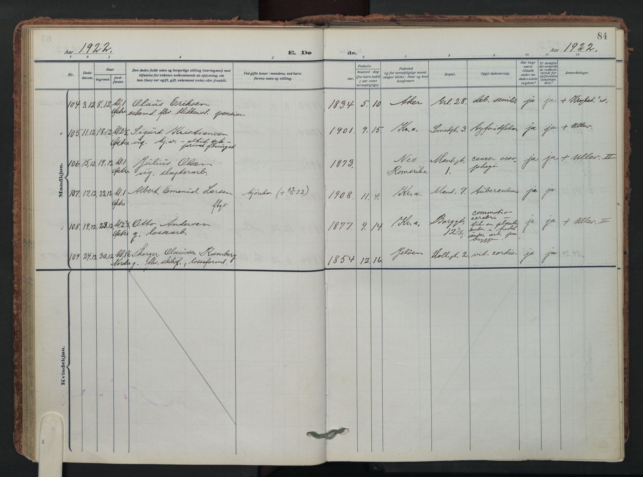 Grønland prestekontor Kirkebøker, AV/SAO-A-10848/F/Fa/L0019: Parish register (official) no. 19, 1918-1938, p. 84