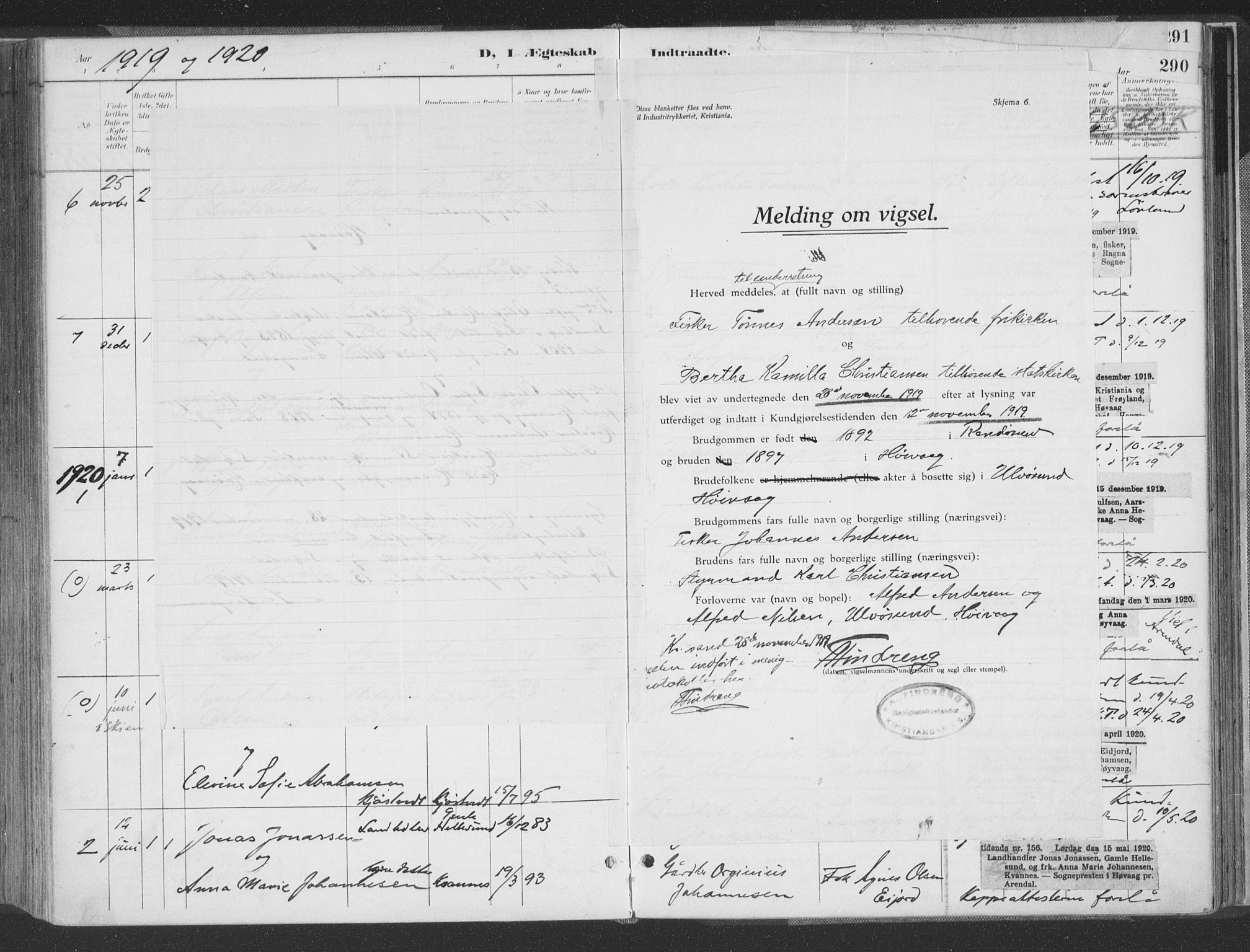 Høvåg sokneprestkontor, SAK/1111-0025/F/Fa/L0006: Parish register (official) no. A 6, 1894-1923, p. 290