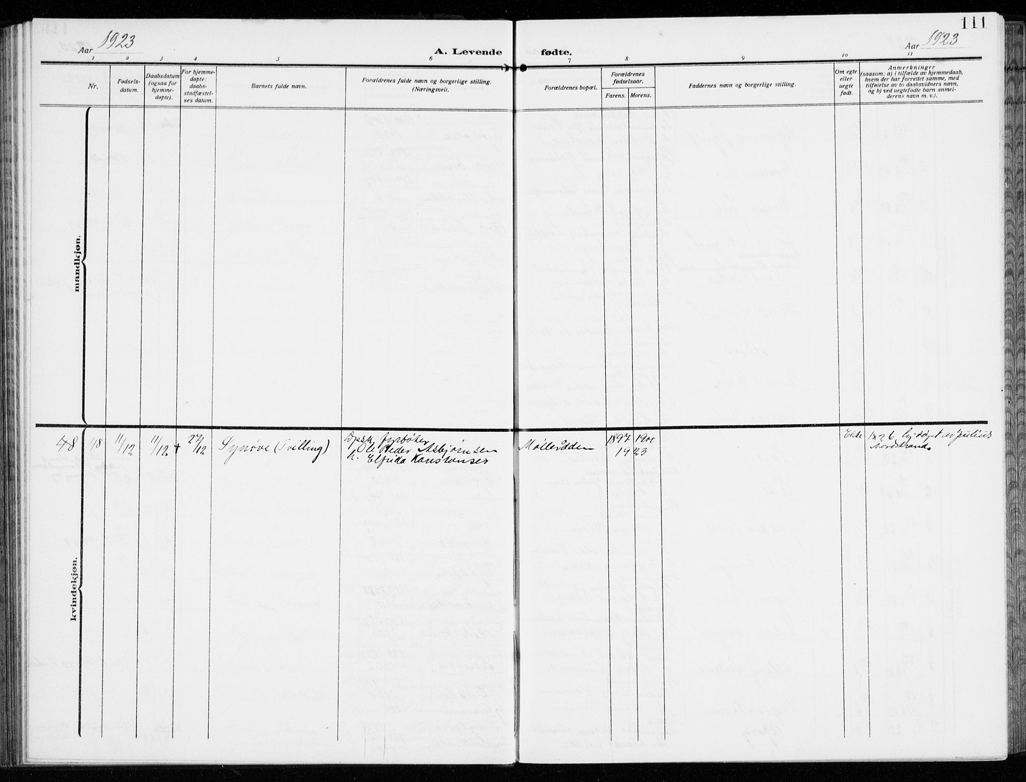 Kråkerøy prestekontor Kirkebøker, AV/SAO-A-10912/G/Ga/L0001: Parish register (copy) no. 1, 1908-1944, p. 111