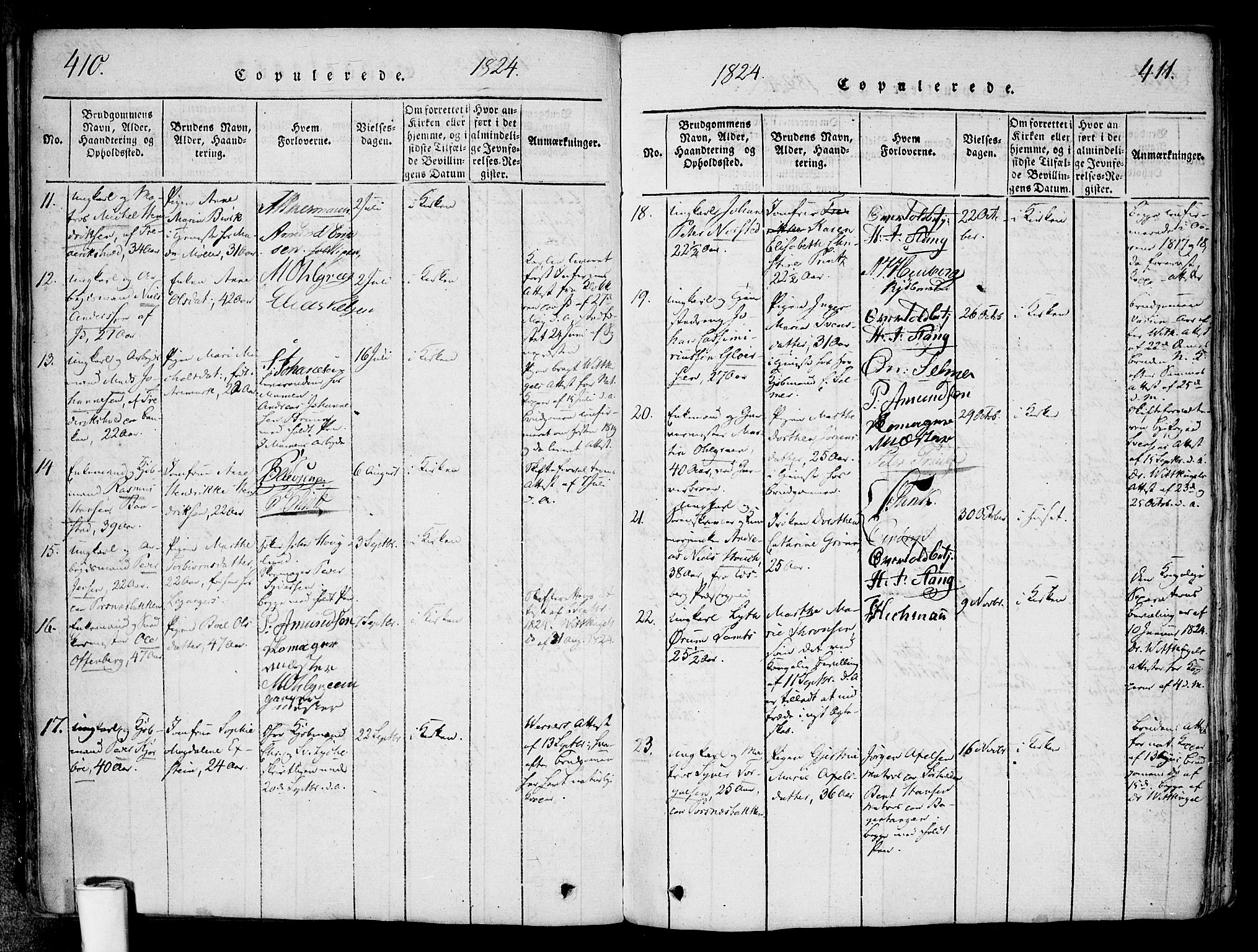 Halden prestekontor Kirkebøker, SAO/A-10909/F/Fa/L0003: Parish register (official) no. I 3, 1815-1834, p. 410-411