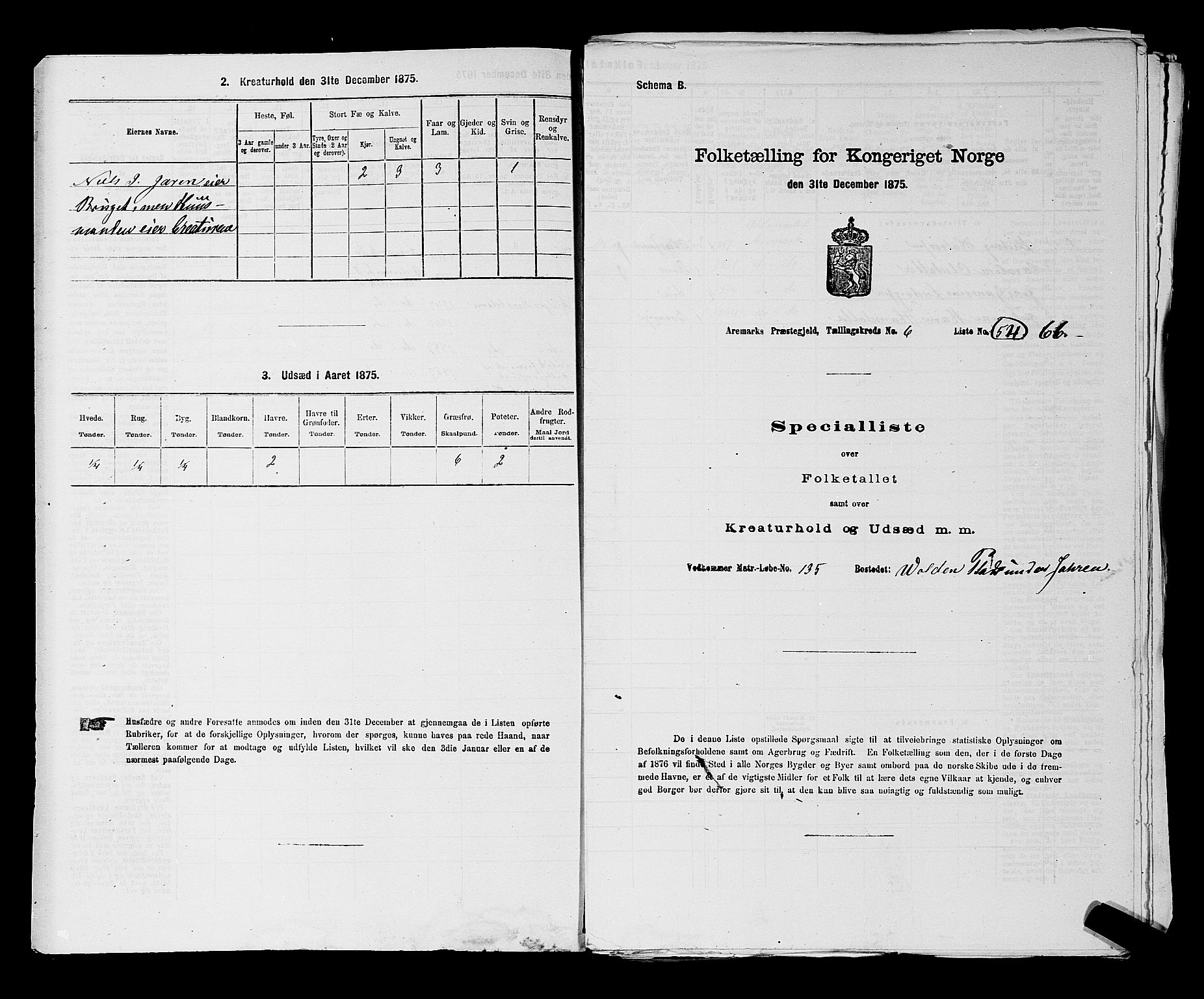 RA, 1875 census for 0118P Aremark, 1875, p. 968