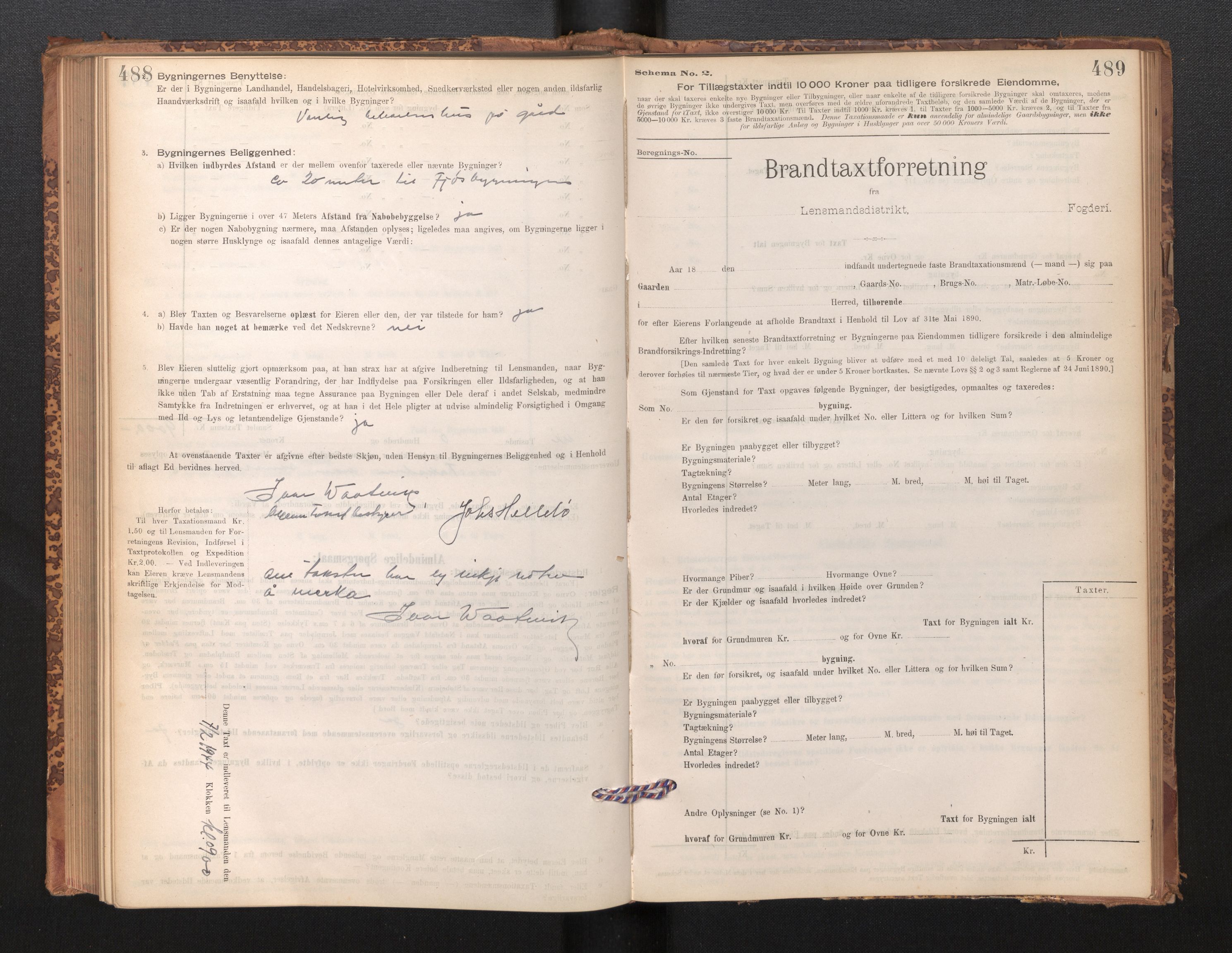 Lensmannen i Lavik, SAB/A-29101/0012/L0002: Branntakstprotokoll, skjematakst, 1895-1933, p. 488-489