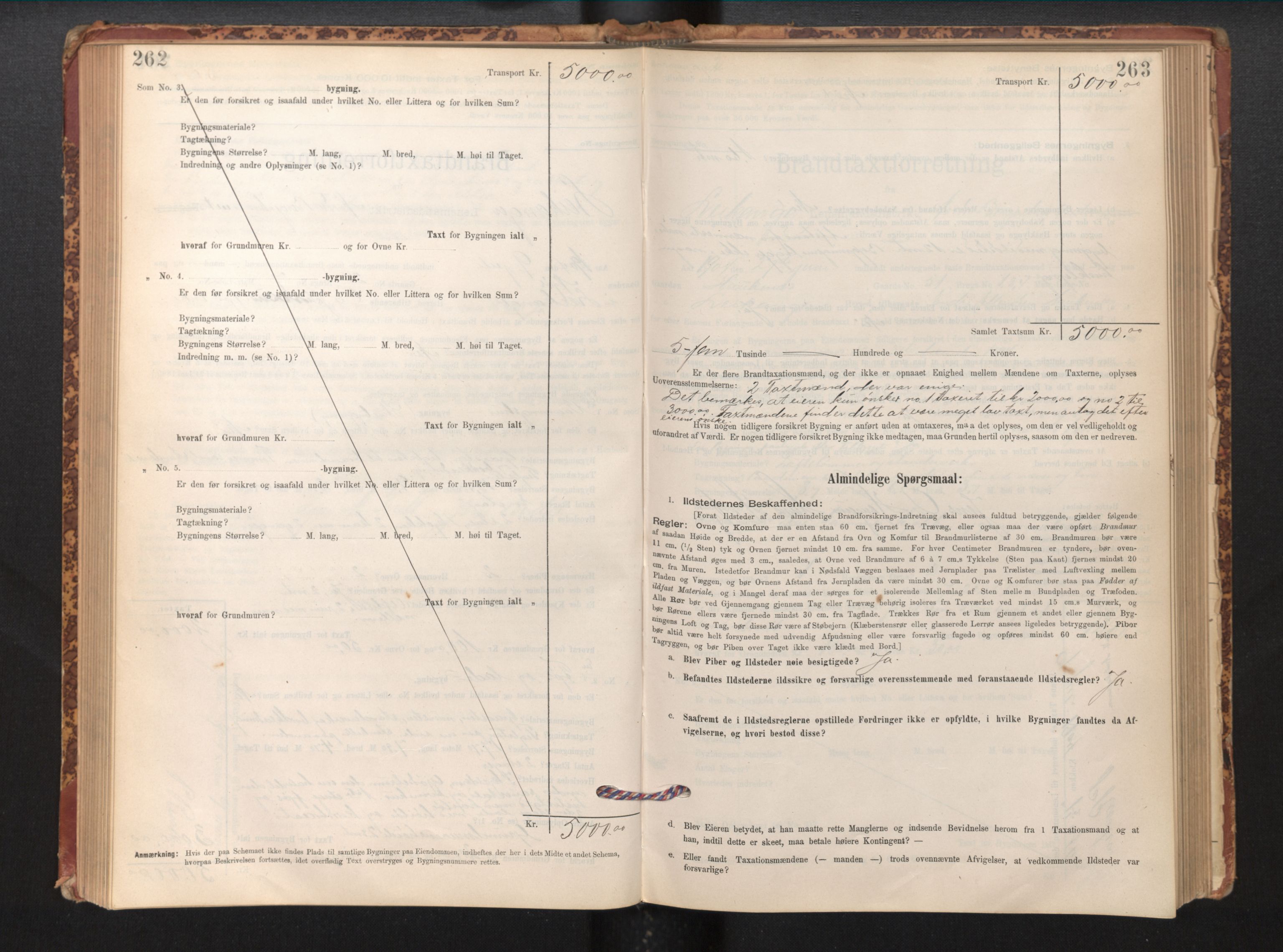 Lensmannen i Leikanger, AV/SAB-A-29201/0012/L0004: Branntakstprotokoll, skjematakst, 1894-1903, p. 262-263