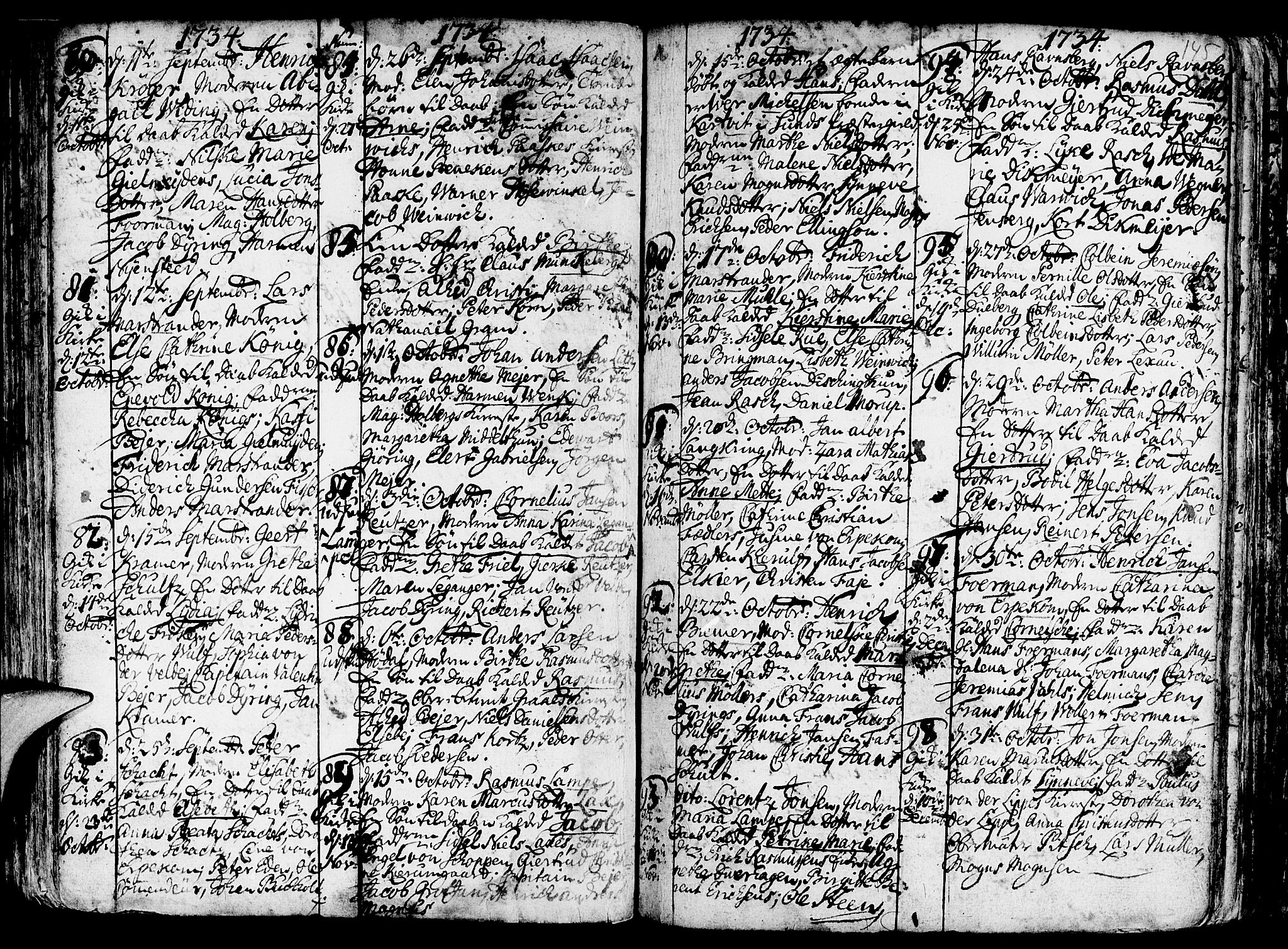 Nykirken Sokneprestembete, AV/SAB-A-77101/H/Haa/L0003: Parish register (official) no. A 3, 1717-1764, p. 145