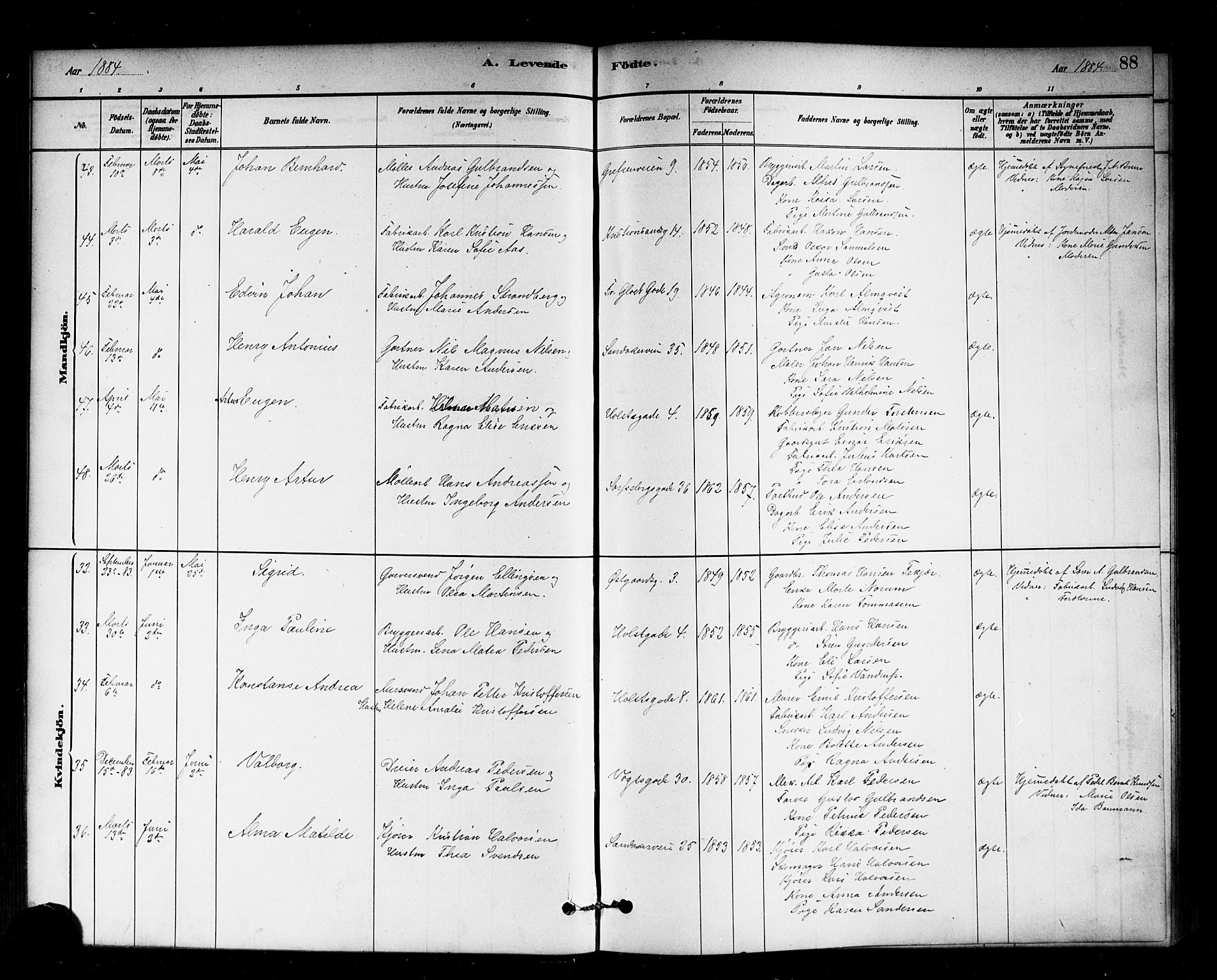 Sagene prestekontor Kirkebøker, SAO/A-10796/G/L0001: Parish register (copy) no. 1, 1880-1891, p. 88