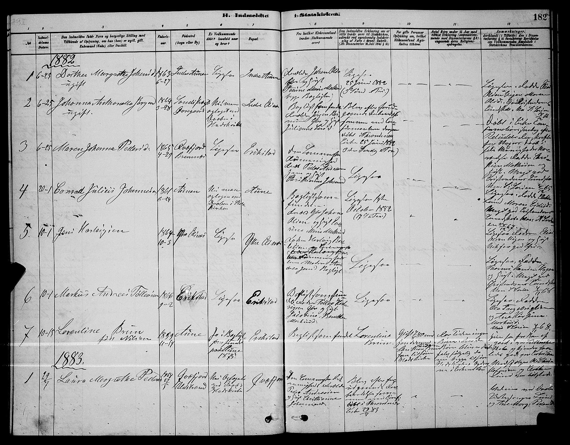 Trondenes sokneprestkontor, SATØ/S-1319/H/Hb/L0010klokker: Parish register (copy) no. 10, 1878-1890, p. 182