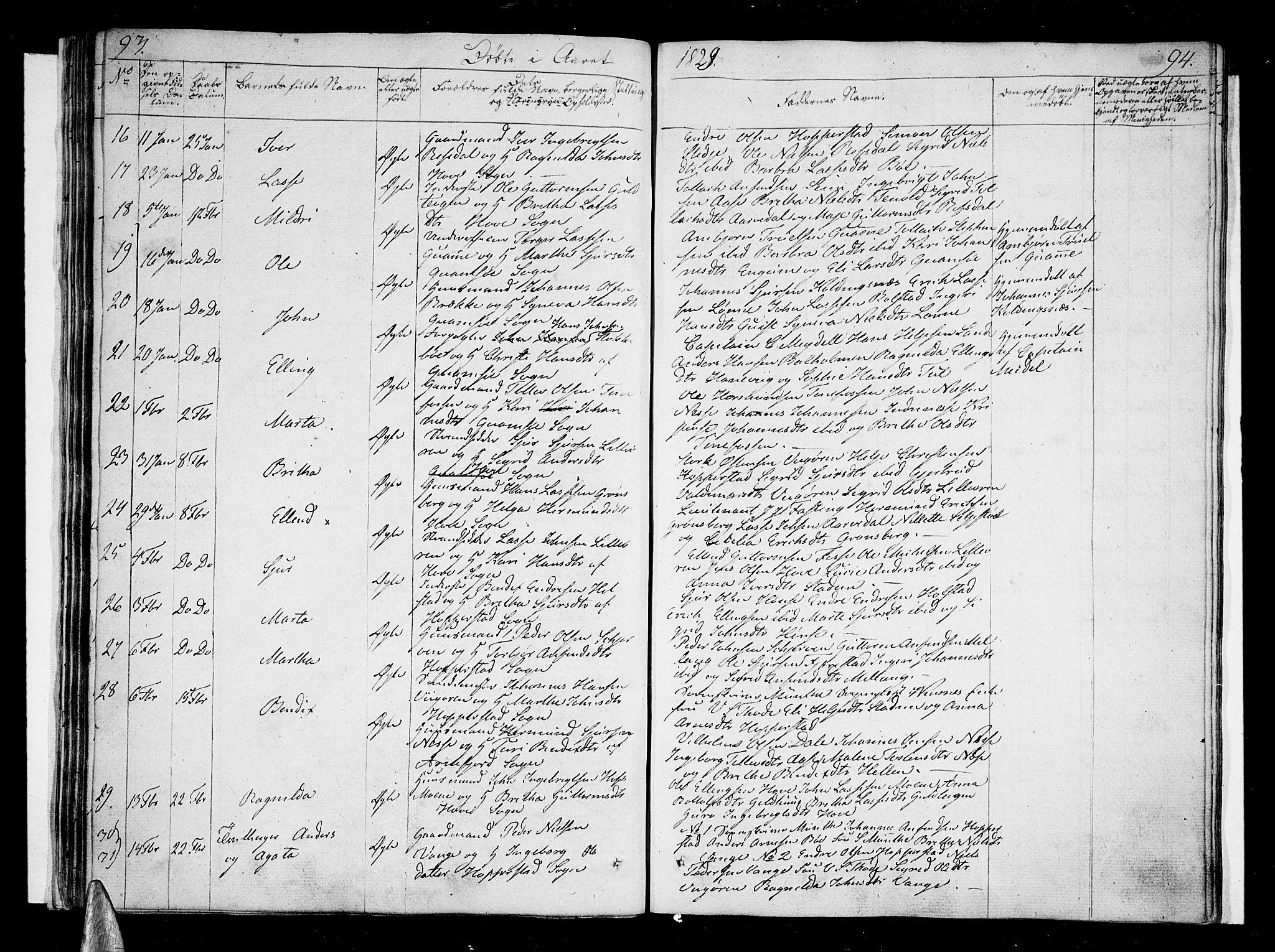 Vik sokneprestembete, AV/SAB-A-81501/H/Haa/Haaa/L0006: Parish register (official) no. A 6, 1821-1831, p. 93-94