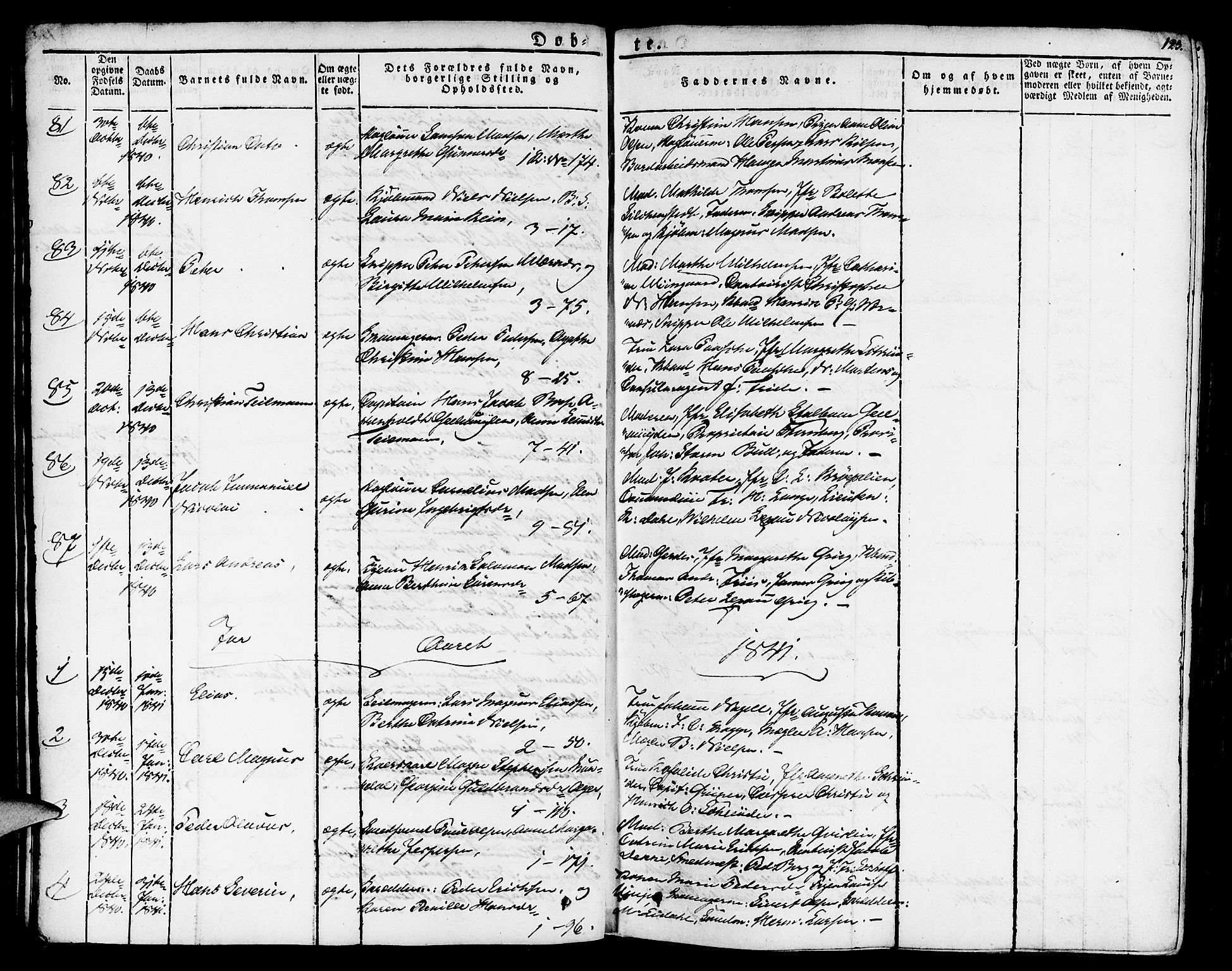 Nykirken Sokneprestembete, SAB/A-77101/H/Haa/L0012: Parish register (official) no. A 12, 1821-1844, p. 123