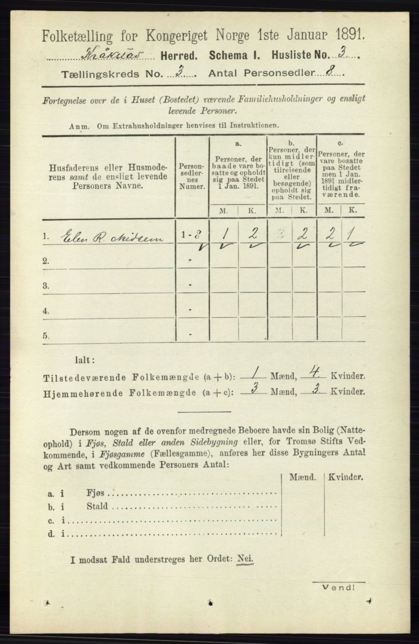 RA, 1891 census for 0212 Kråkstad, 1891, p. 1119