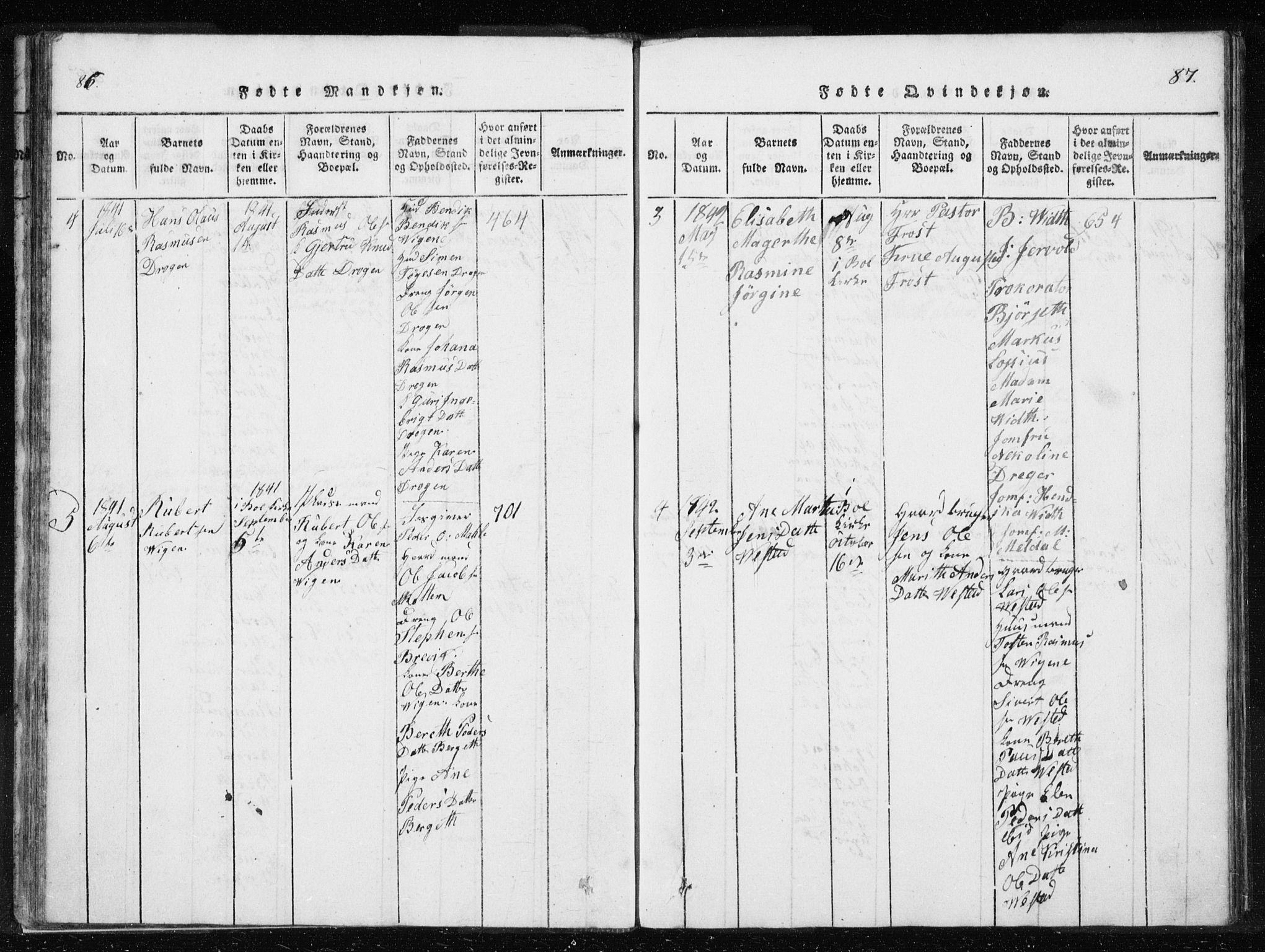 Ministerialprotokoller, klokkerbøker og fødselsregistre - Møre og Romsdal, AV/SAT-A-1454/566/L0772: Parish register (copy) no. 566C01, 1818-1845, p. 86-87