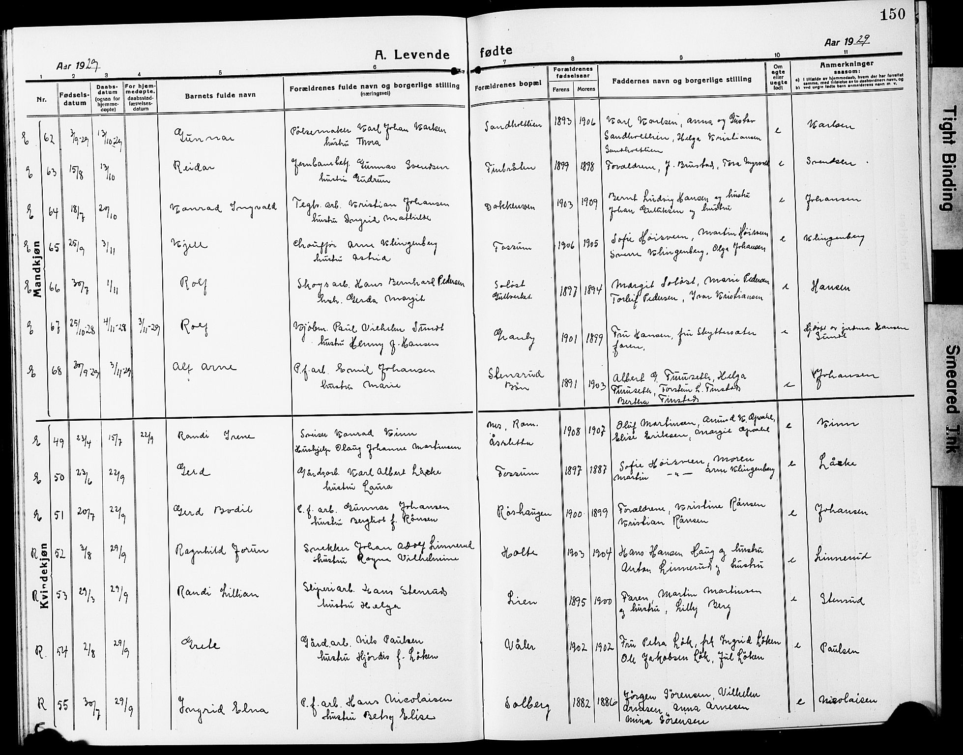 Eidsvoll prestekontor Kirkebøker, AV/SAO-A-10888/G/Ga/L0010: Parish register (copy) no. I 10, 1919-1929, p. 150