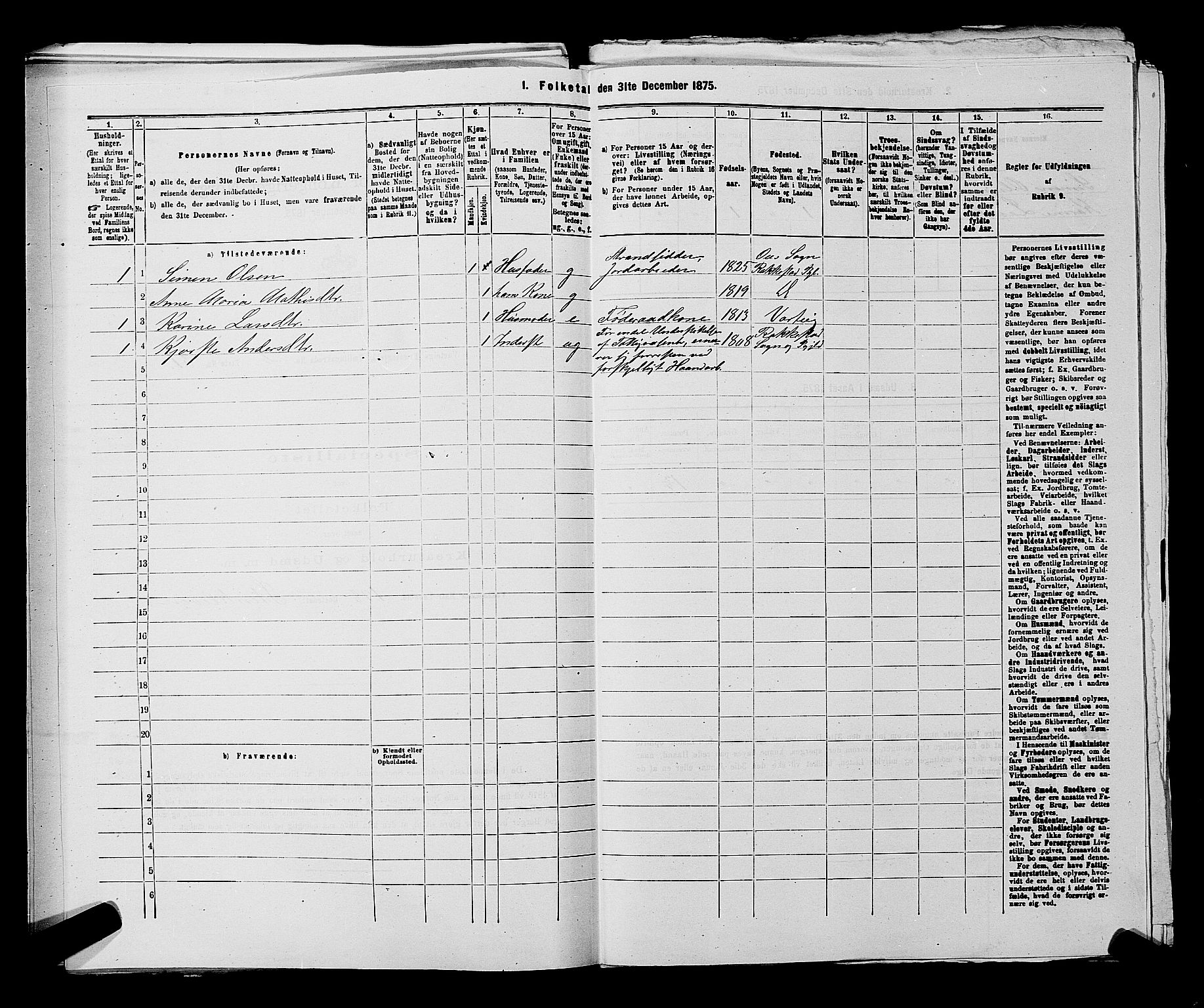 RA, 1875 census for 0114P Varteig, 1875, p. 266