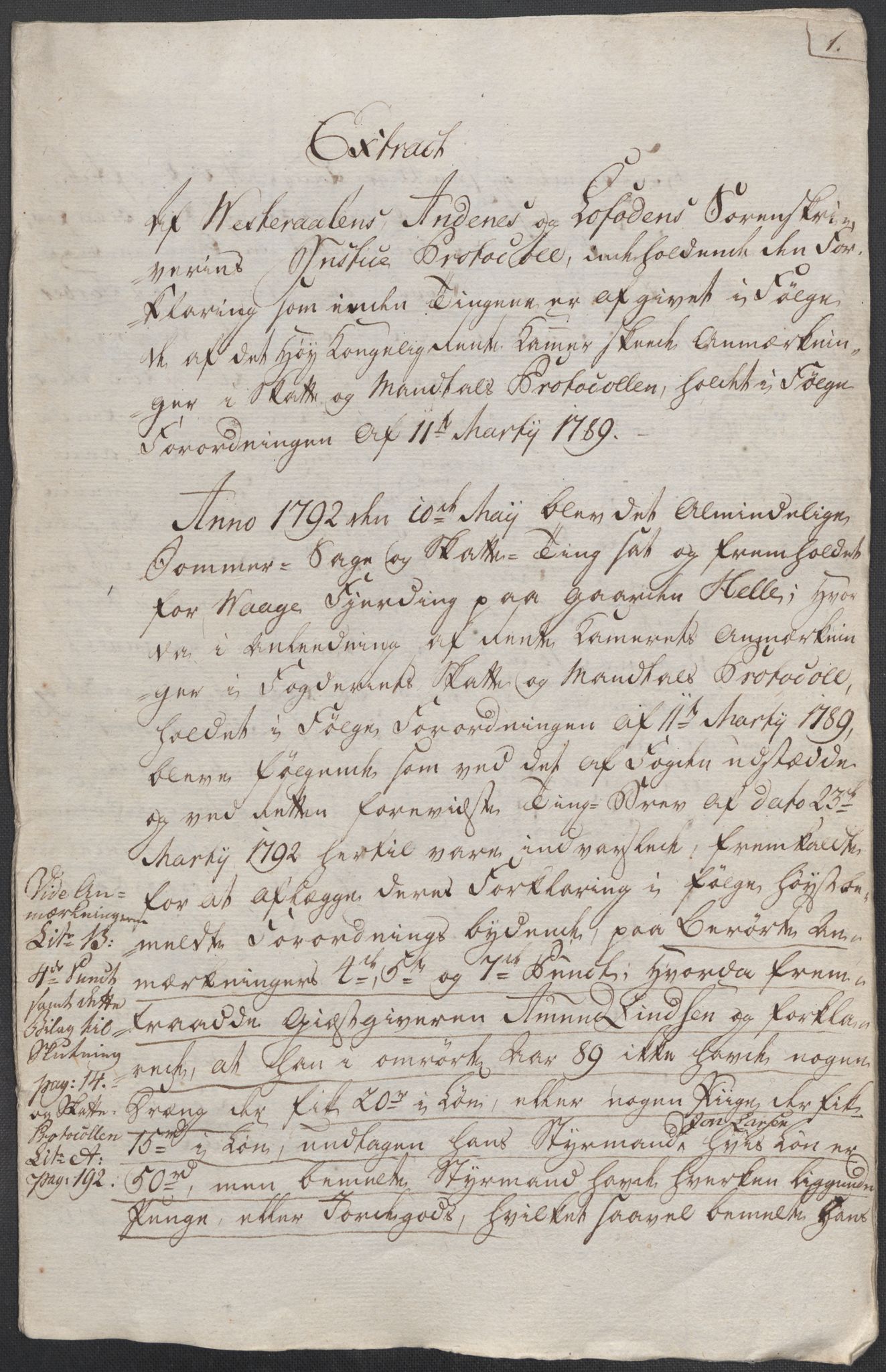 Rentekammeret inntil 1814, Reviderte regnskaper, Mindre regnskaper, AV/RA-EA-4068/Rf/Rfe/L0055: Vesterålen, Andenes og Lofoten fogderi, 1789, p. 16