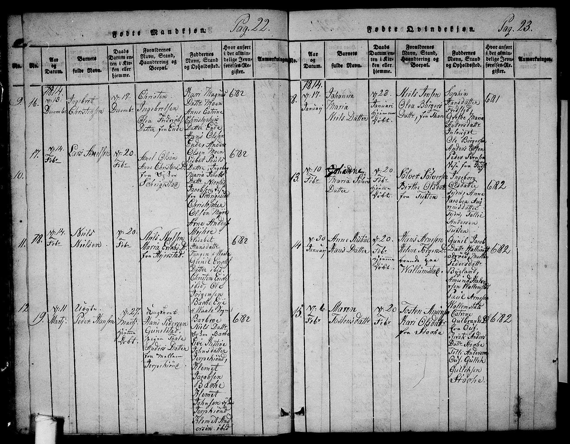 Ramnes kirkebøker, AV/SAKO-A-314/F/Fa/L0004: Parish register (official) no. I 4, 1813-1840, p. 22-23
