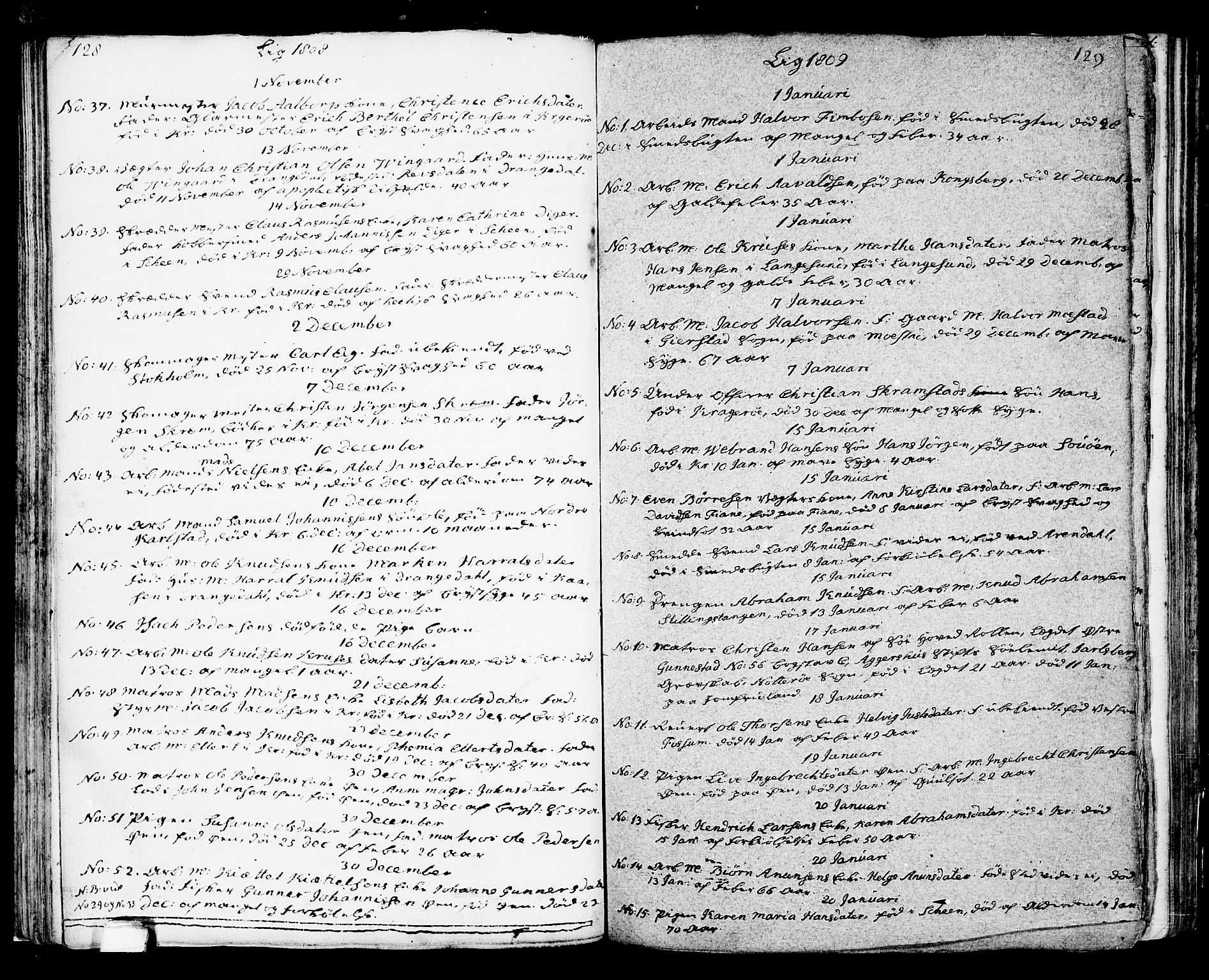 Kragerø kirkebøker, SAKO/A-278/G/Ga/L0001: Parish register (copy) no. 1 /1, 1806-1811, p. 128-129