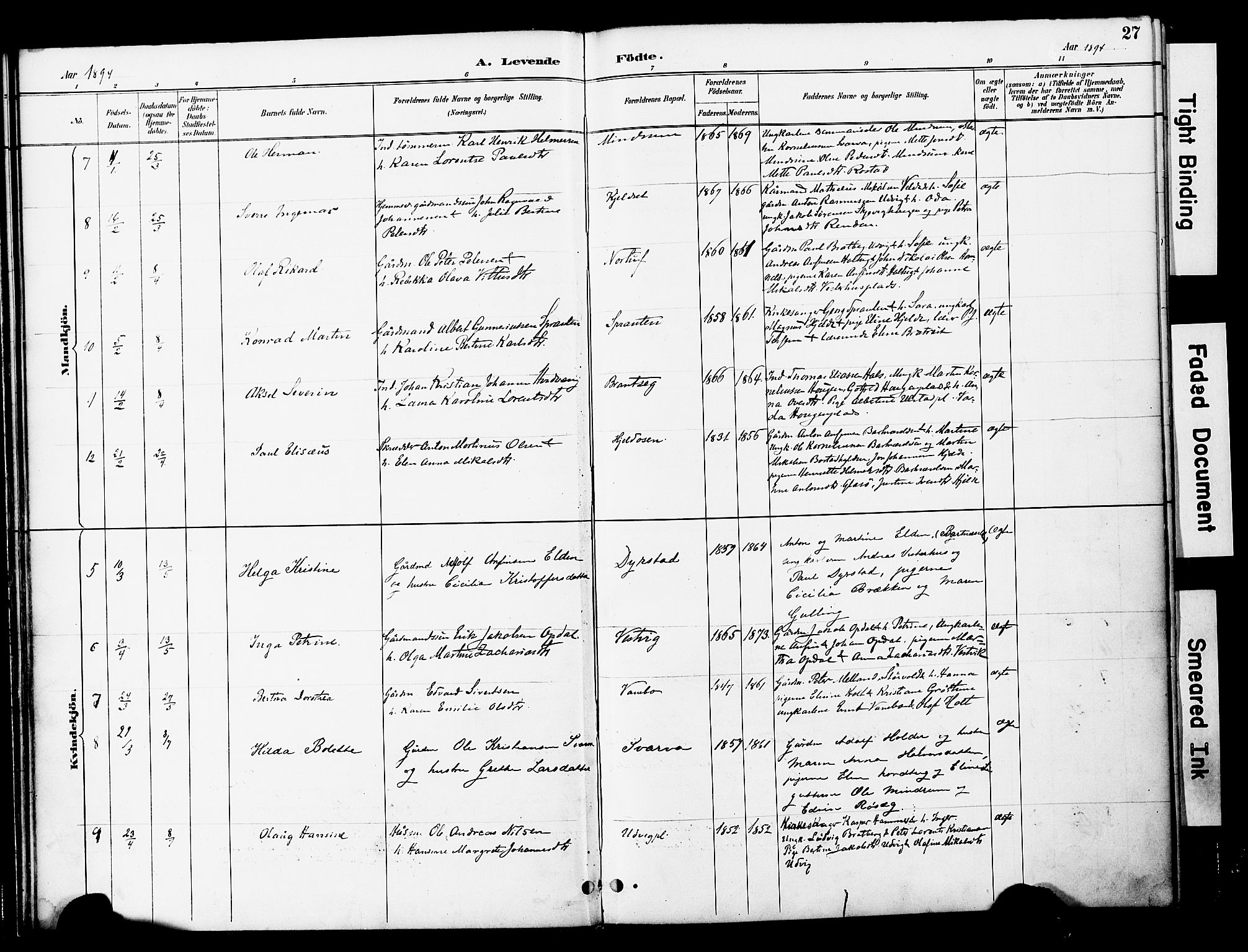 Ministerialprotokoller, klokkerbøker og fødselsregistre - Nord-Trøndelag, AV/SAT-A-1458/741/L0396: Parish register (official) no. 741A10, 1889-1901, p. 27