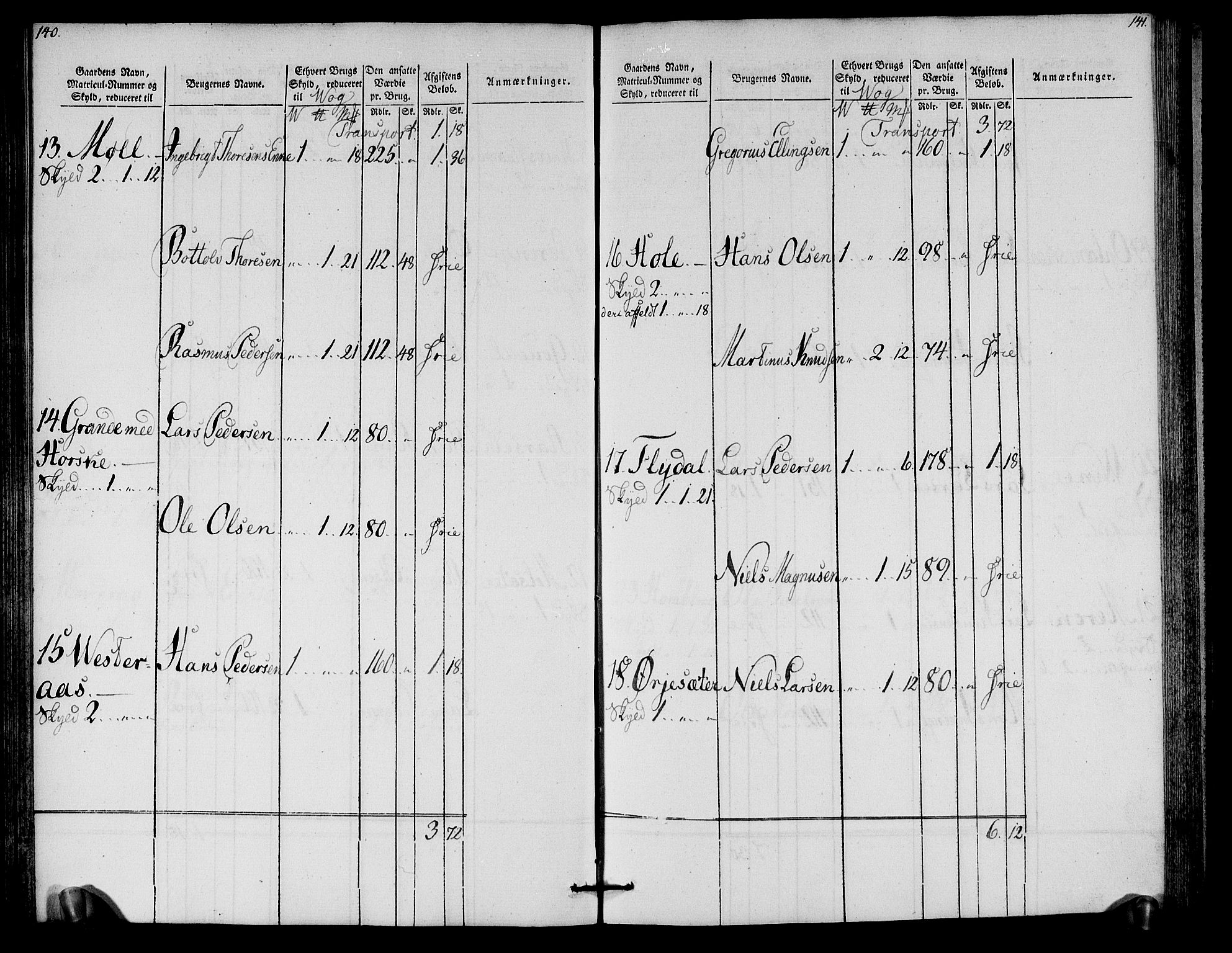 Rentekammeret inntil 1814, Realistisk ordnet avdeling, AV/RA-EA-4070/N/Ne/Nea/L0125a: Sunnmøre fogderi. Oppebørselsregister for fogderiets nordre del, 1803, p. 72