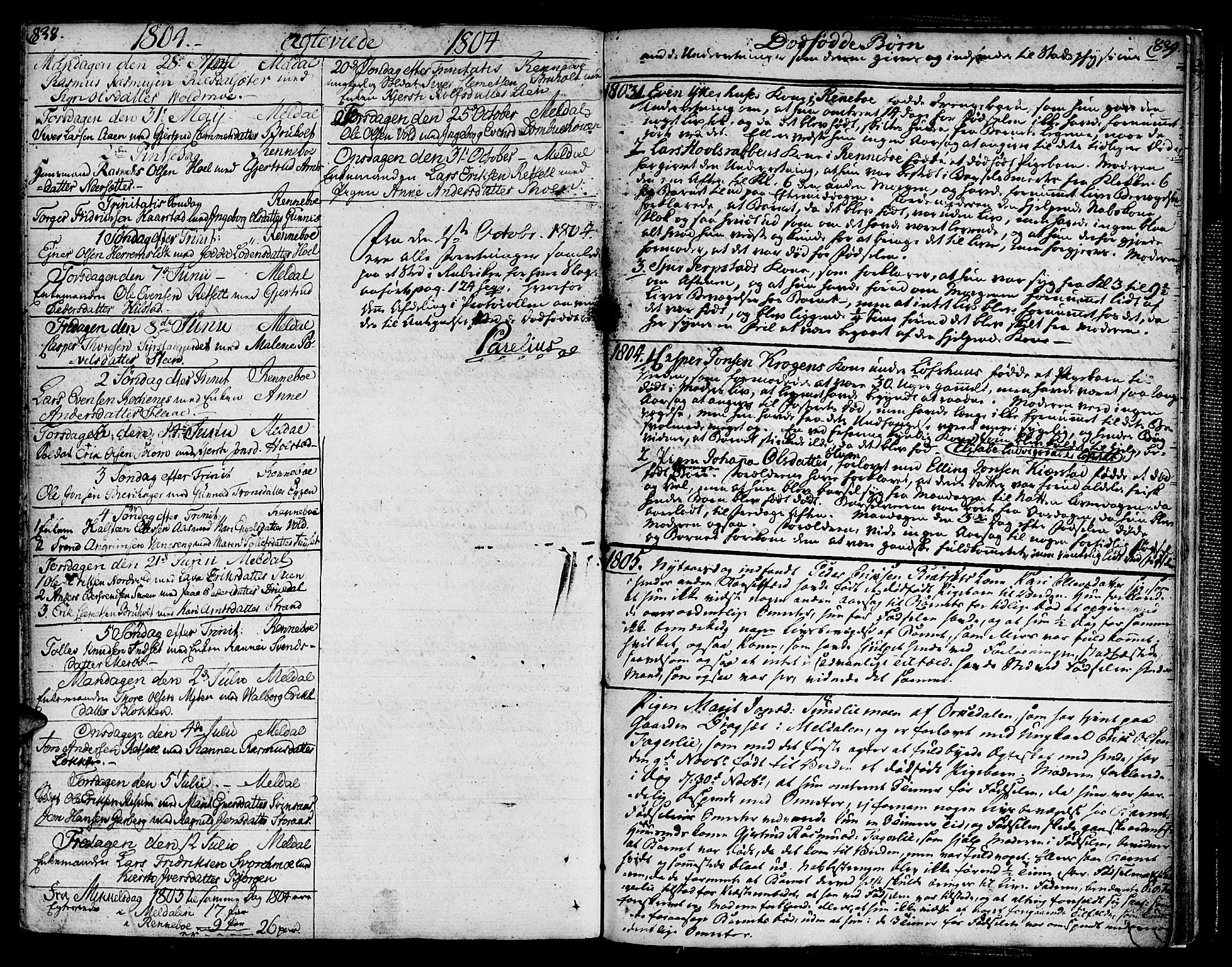 Ministerialprotokoller, klokkerbøker og fødselsregistre - Sør-Trøndelag, SAT/A-1456/672/L0852: Parish register (official) no. 672A05, 1776-1815, p. 838-839