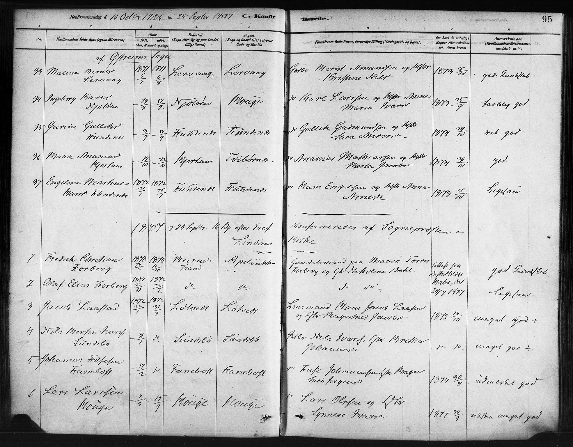 Lindås Sokneprestembete, AV/SAB-A-76701/H/Haa/Haaa/L0019: Parish register (official) no. A 19, 1878-1912, p. 95