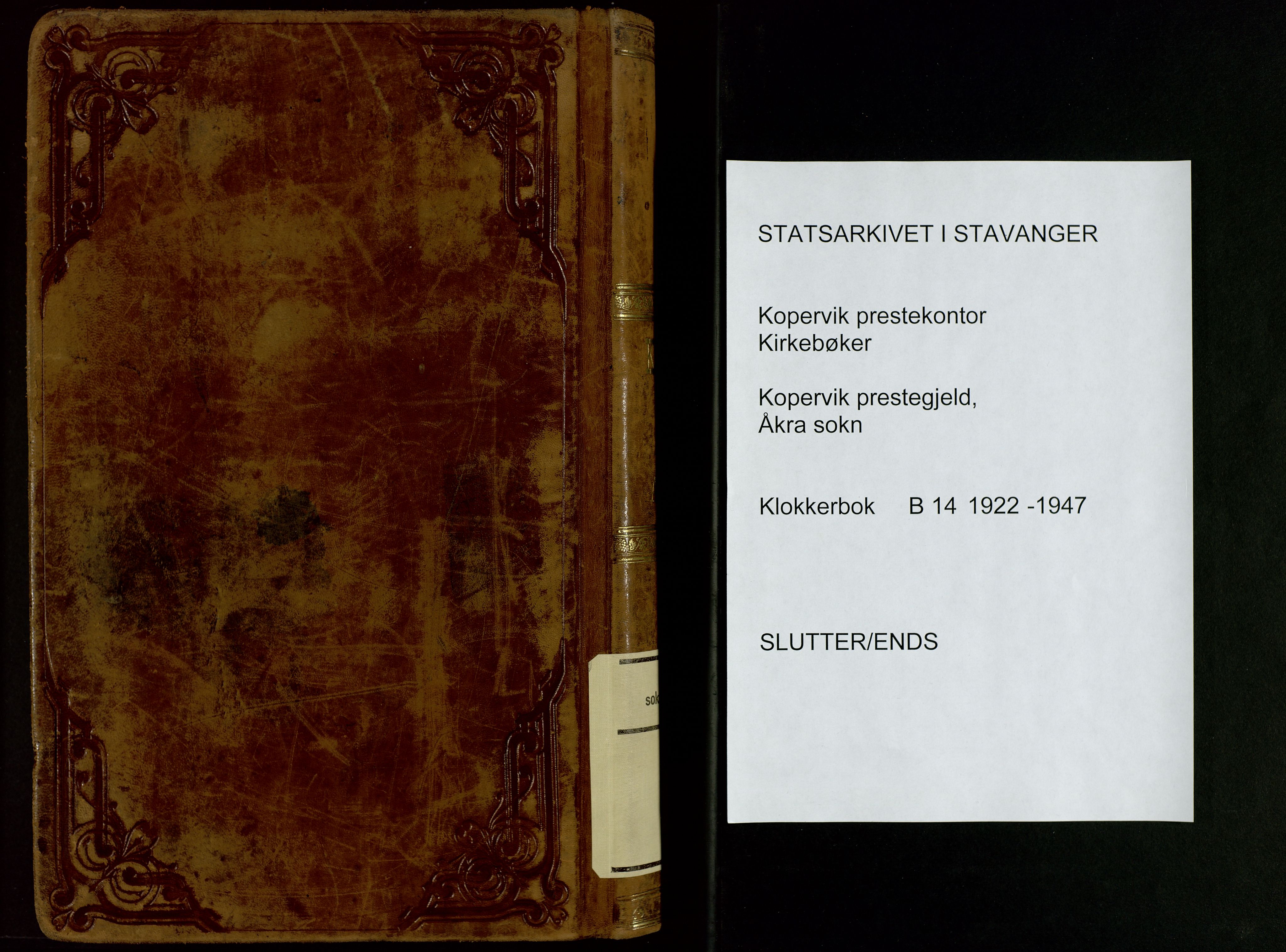 Kopervik sokneprestkontor, AV/SAST-A-101850/H/Ha/Hab/L0014: Parish register (copy) no. B 14, 1922-1947